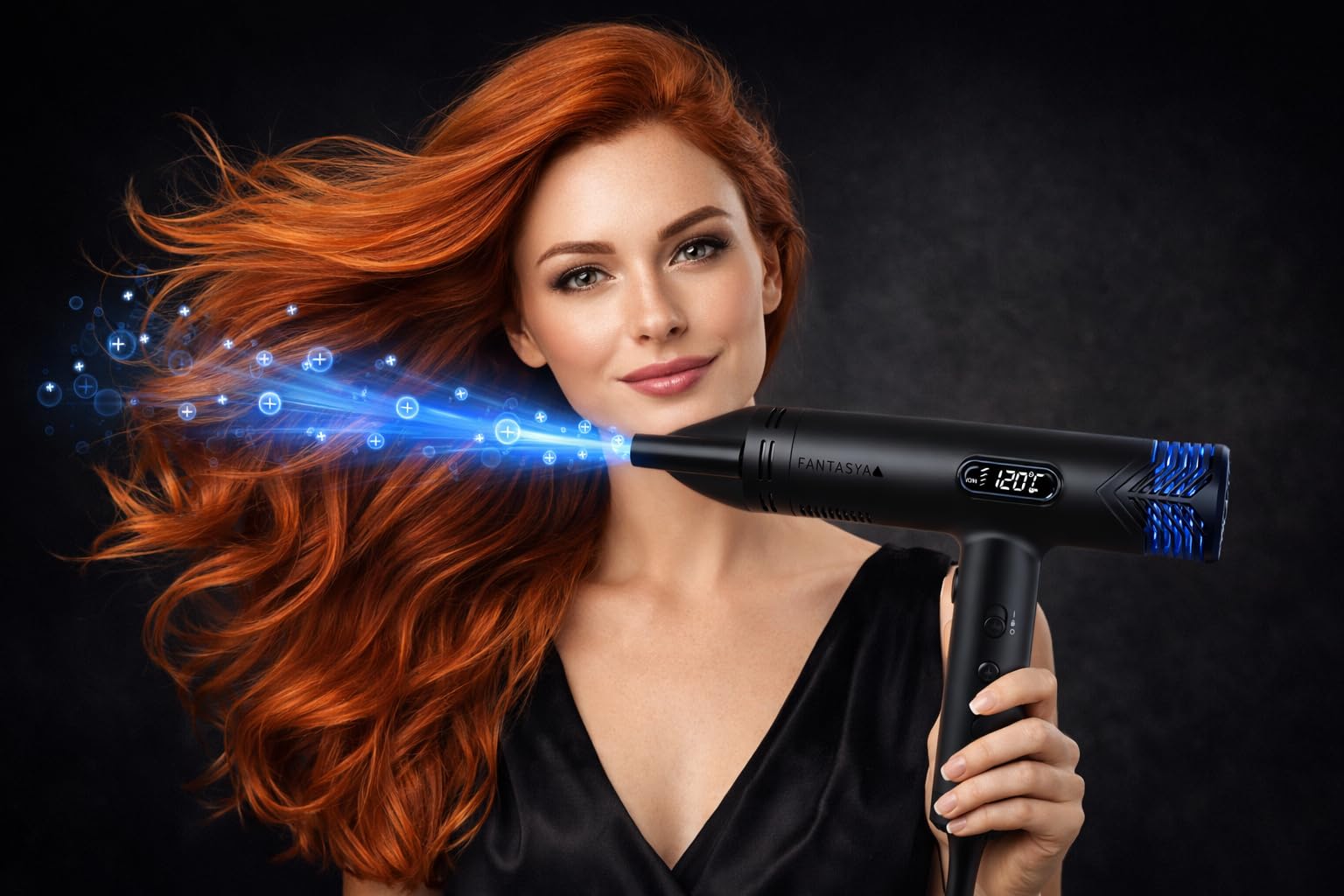 Rotschopf24 Efalock FANTASYA High Speed Haartrockner, Ionen Föhn + Tasche | 1800 W, Brushless-Motor, 4 Temperatur- und 4 Gebläsestufen, 29,7 l/s Luftdurchsatz mit Diffusor und Düsen.