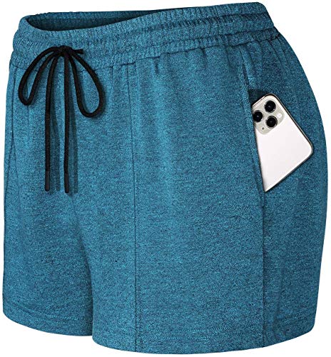 SeSe Code Basketball Shorts for Women, Juniors Basic Soft Comfy Activewear Lounge Short with Pockets Drawstring Skin-Friendly Indoor Funny Yoga Workout Clothes Blue XX-Large