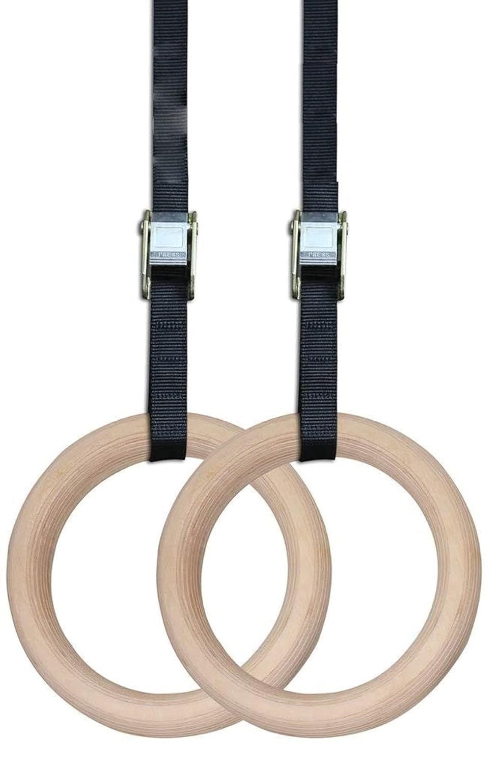 LENDZEE Gymnastic Wooden Rings with Heavy Duty Adjustable Strap | Roman Rings Perfect for Calisthenics Competition and Conditioning Training-image-18