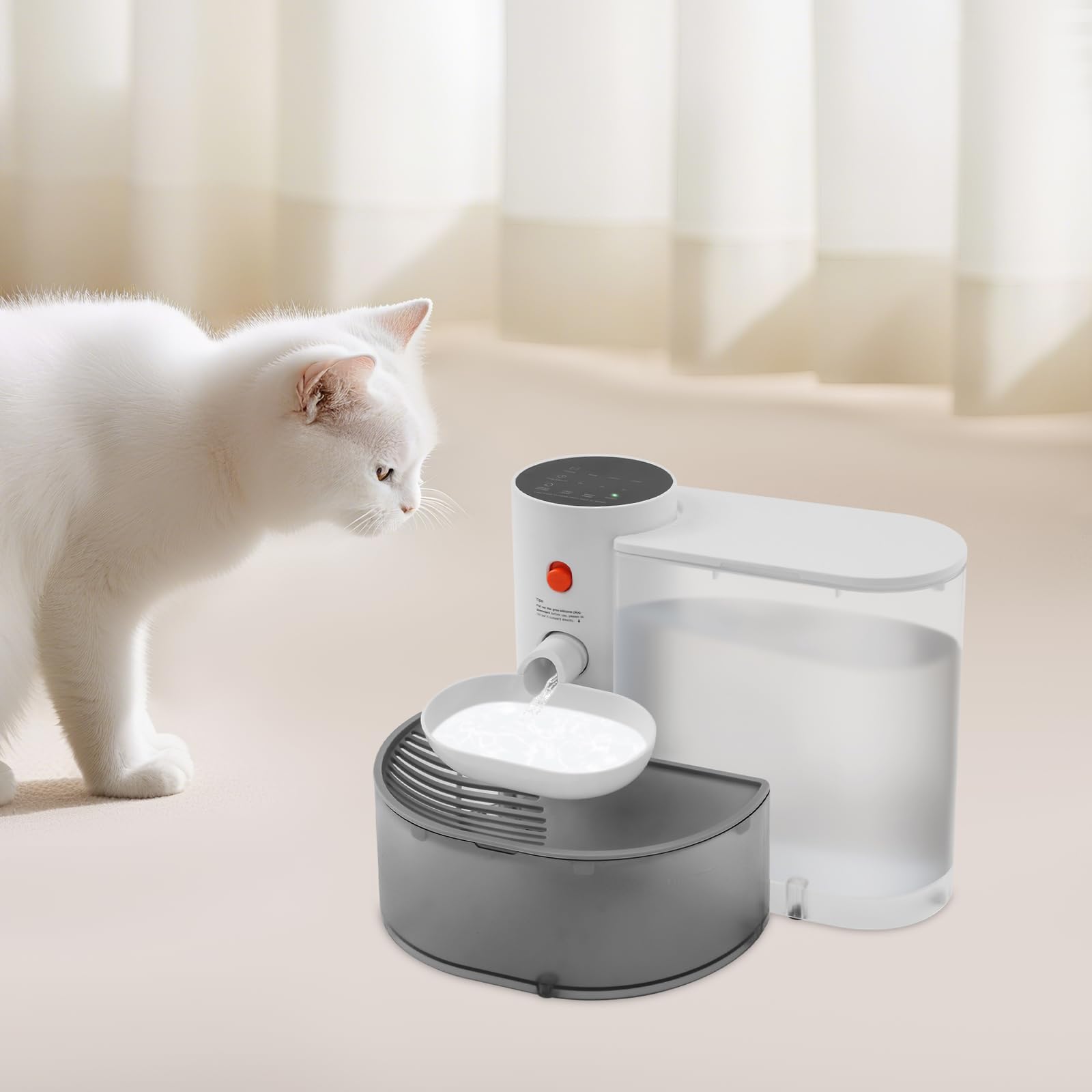 Fontana automatica per bere 3 l di acqua dolce e 1,5 l di acque reflue, senza fili, nessun cambio filtro, fontana per gatti senza fili, 180 giorni di standby, ricarica USB per animali domestici, gatti