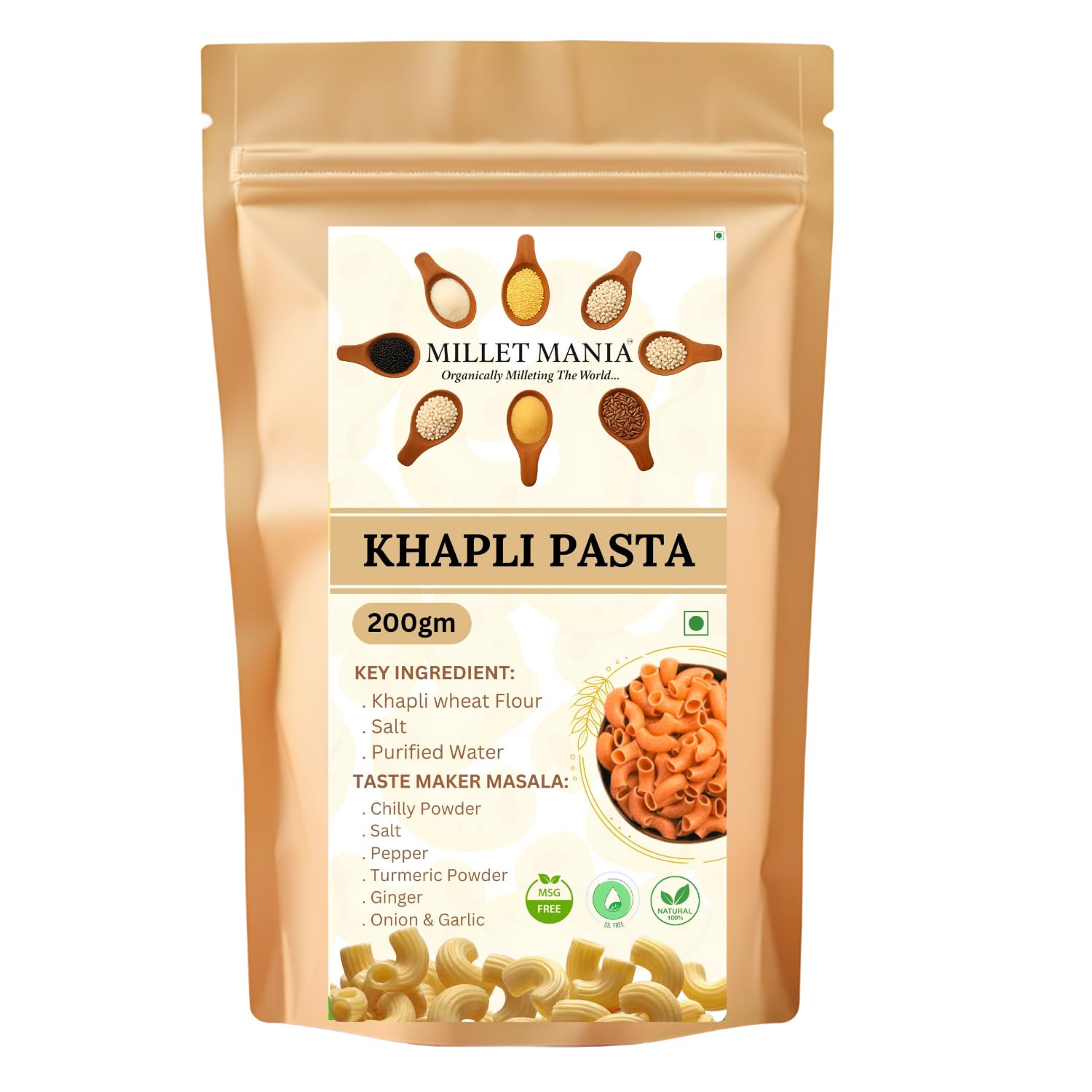 Millet Mania Khapli Wheat Pasta | Healthy Snacks for Weight Loss | Maida-Free Pasta for Kids & Adults | Guilt-Free & Wholesome Whole Wheat Macaroni | No Preservatives & No Additives | 200g (Pack of 1)-image-8