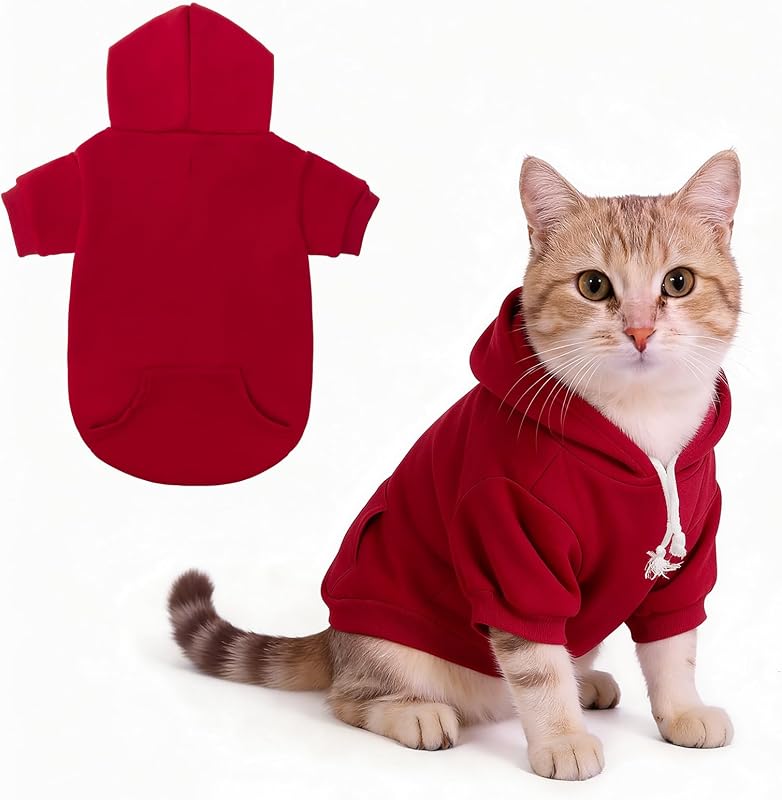 Moletom com Capuz para Cães KOOLTAIL com Forro Macio, Bolso e Abertura para Guia, Vermelho Tamanho S