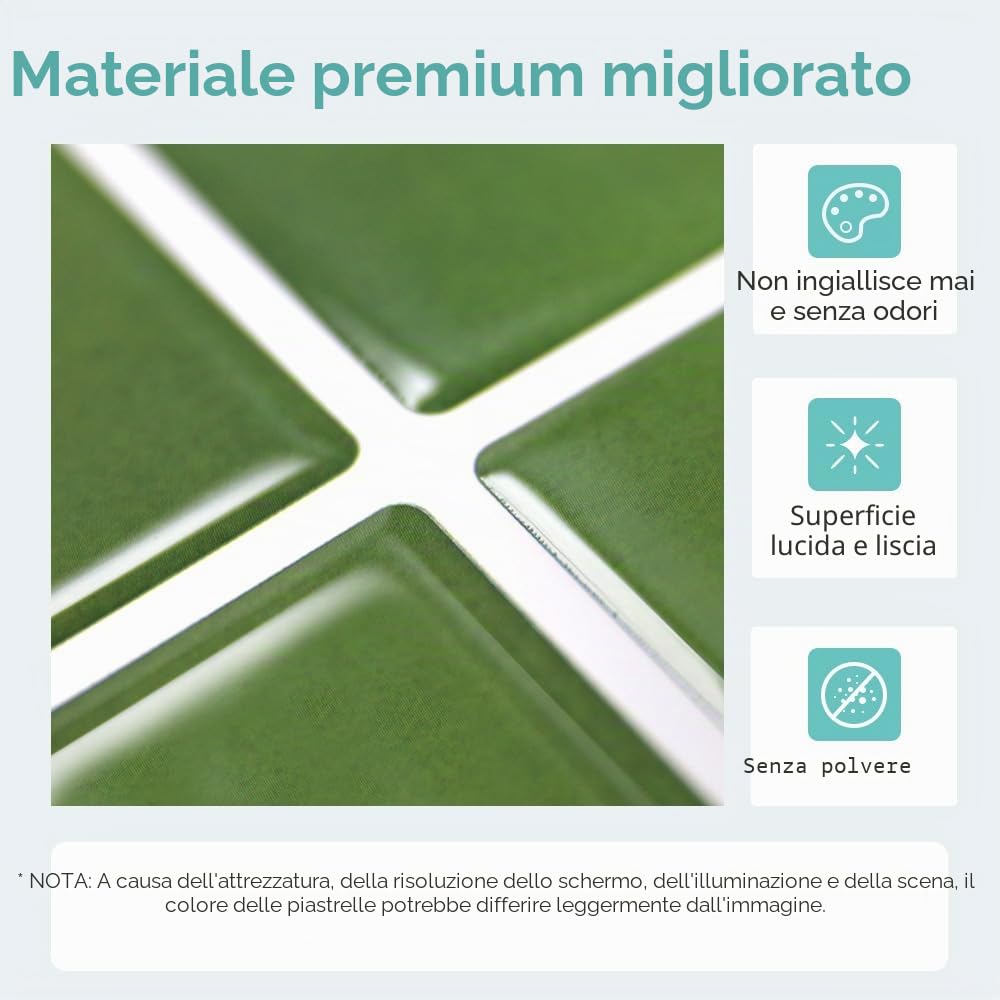 Commomy Più Spessi Paraschizzi Cucina Adesivo, 10 pezzi, 30,5 x 30,5 cm | Piastrelle Mattonelle Adesive Bagno Vinile 3D Metro, Adesivi per Piastrelle Cucina Impermeabili