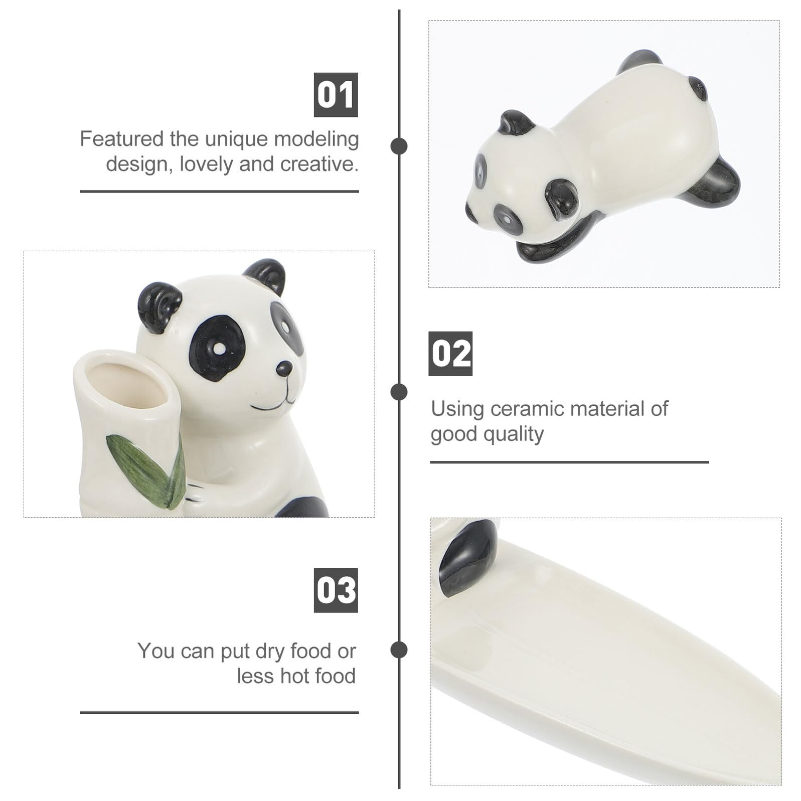 SEWACC Support à Baguettes en Céramique de Pendaison de Crémaillère Blanc de Panda pour Ranger Facilement Les Ustensiles Cuisine Set de 1 pour Présent
