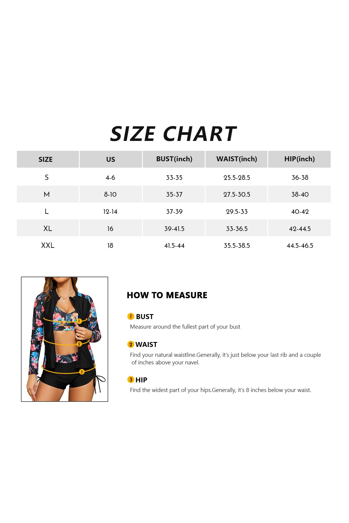SHEKINI Women 3 Piece Rash Guard Sets Long Sleeve Zipper Swim Shirt Printed Bikini Top Side Drawstring Boyshorts Surfing Training Swimsuit