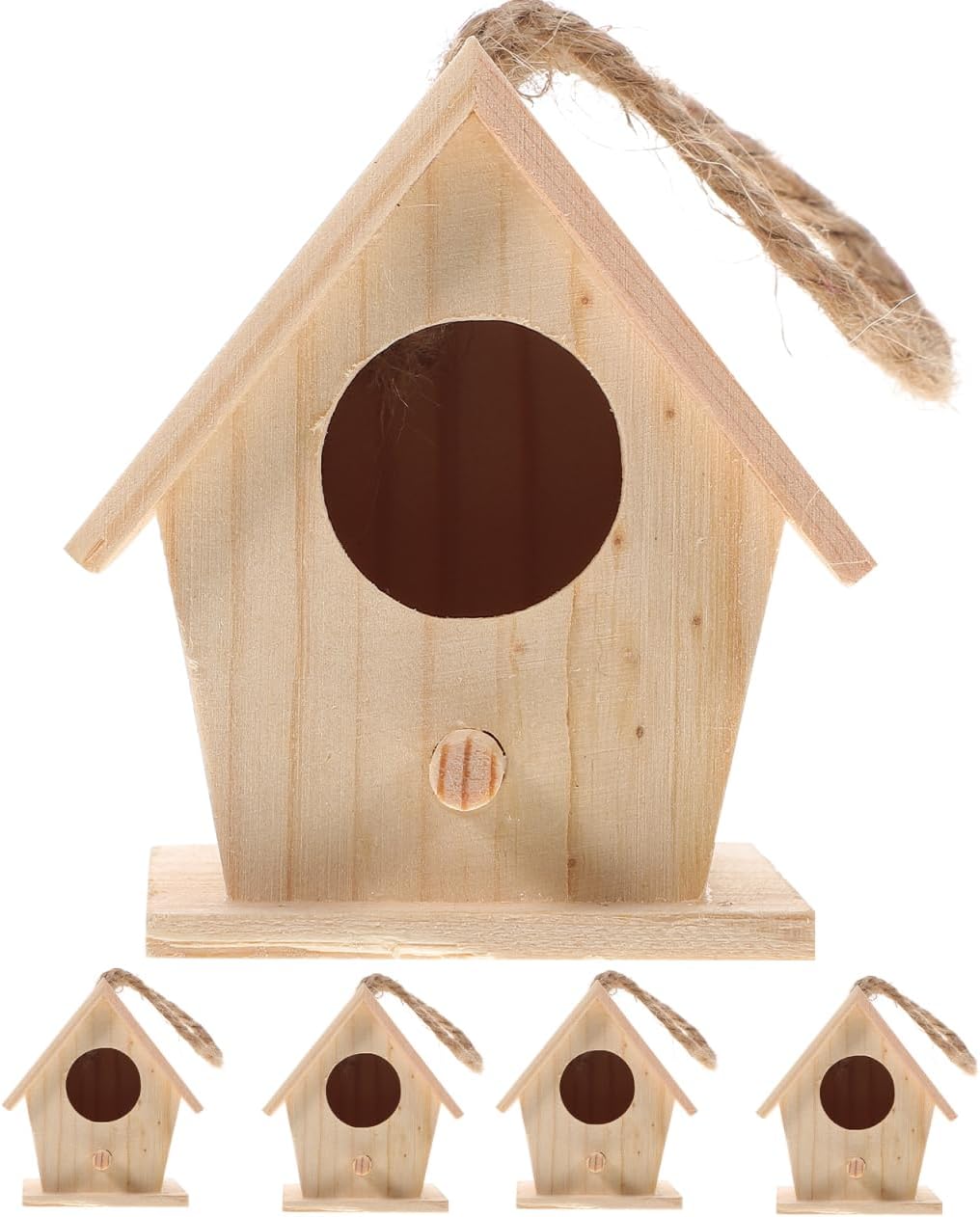 ARTIBETTER Mini Bird House Pendant Imitation Bird Nest 5-Pack Natural-Look Artificial Birdhouse for Garden Yard Wedding Party Decoration 3.03X2.75X2.20In