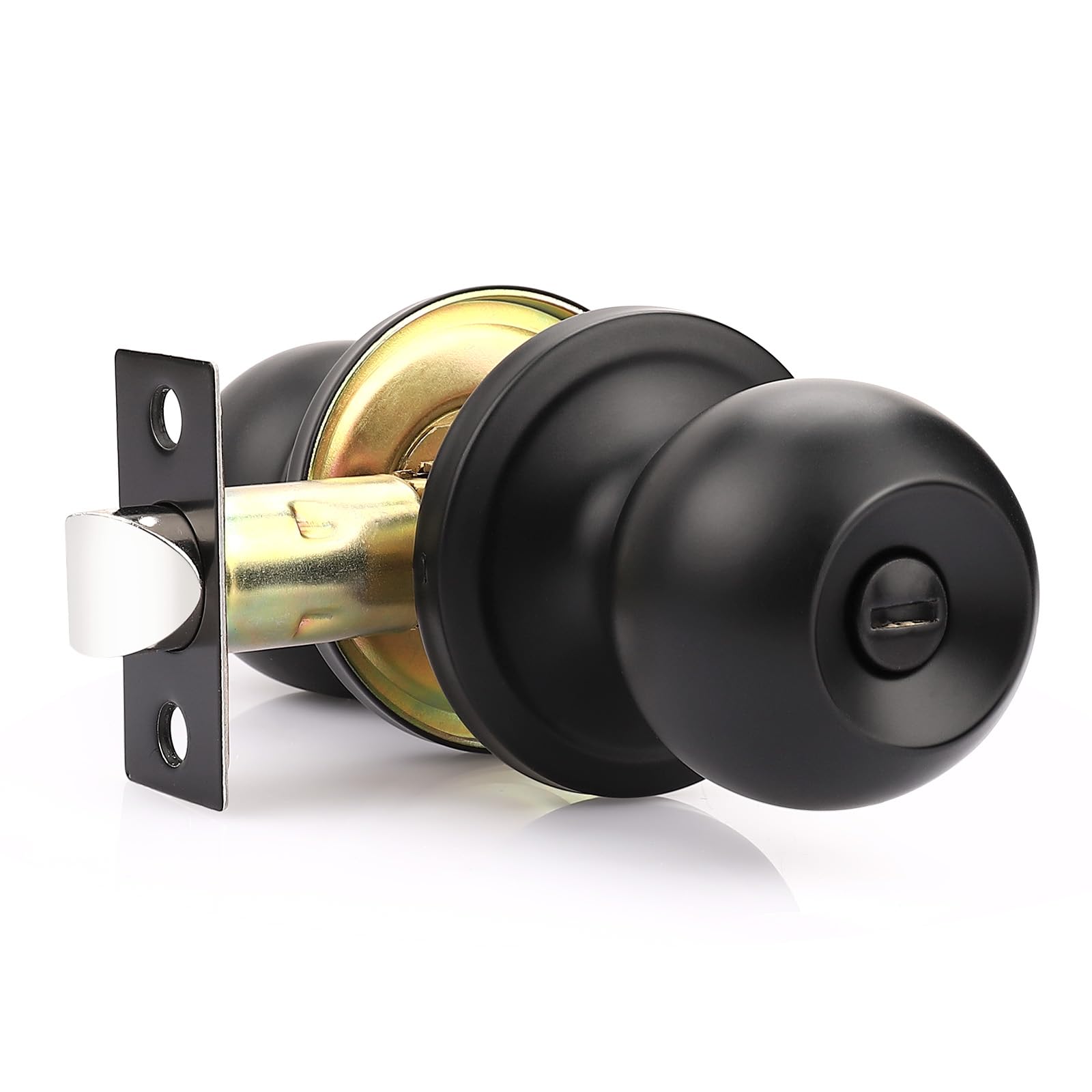 Matte Black Keyed Entry Door Knobs - 2 Pack -21