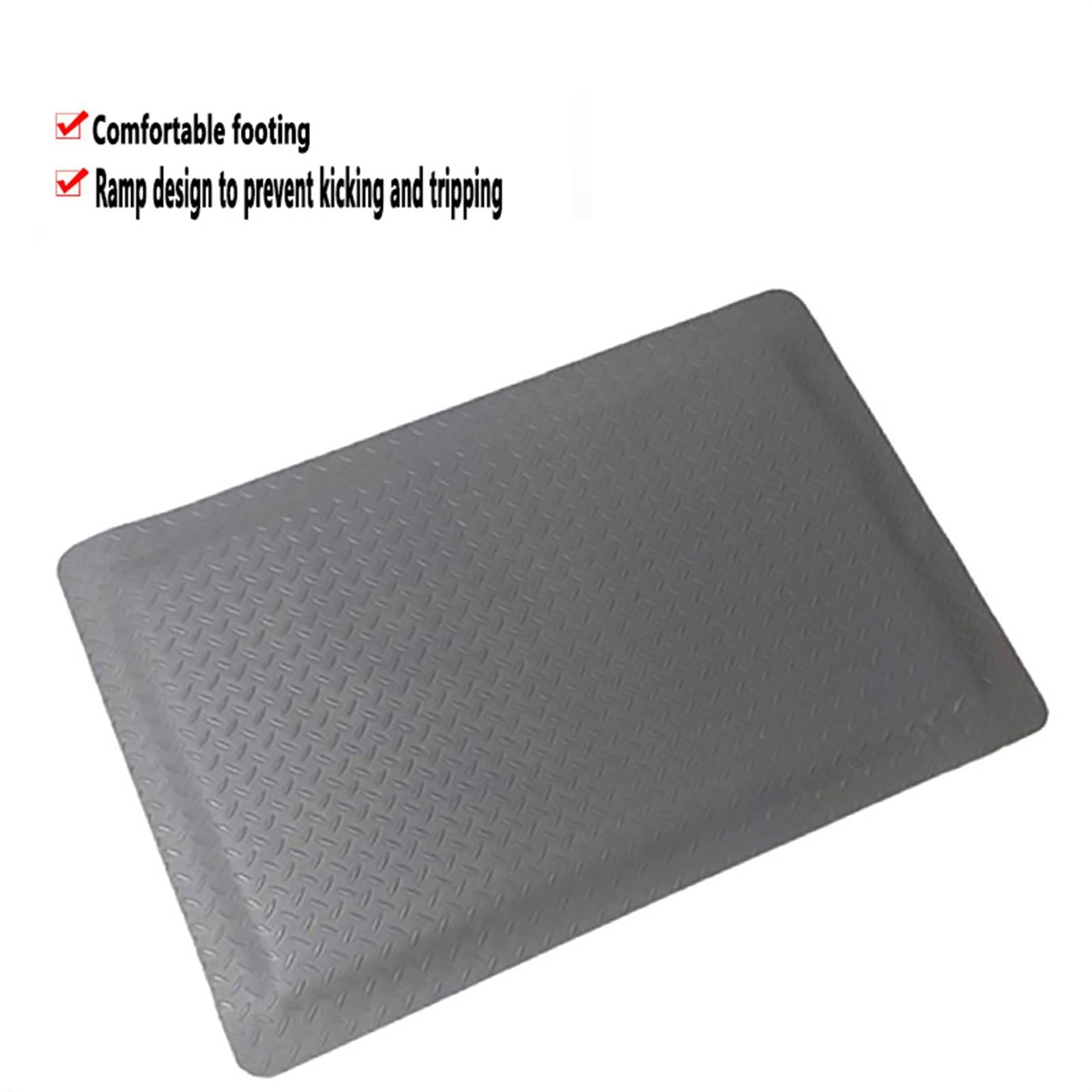 Alfombrilla de seguridad ergonómica antifatiga para estar de pie de 0.8 pulgadas de grosor, alfombra de cocina industrial, soporte para dolor de piernas y espalda, gris (90 x 60 cm)