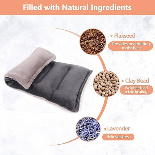 Miniatura 3 de Comfheat Almohadilla térmica húmeda para microondas de 6 x 11 pulgadas, paquete de calor de lavanda para aliviar el dolor, cuello, hombro, rodilla,
