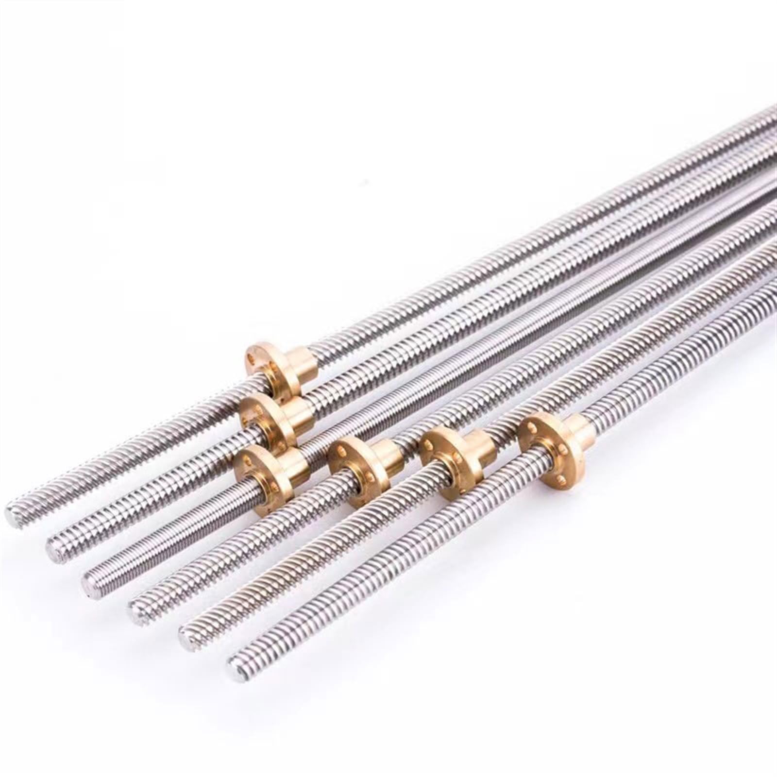 Varilla roscada con tuerca de latón， Varilla total Paso de tornillo Tr14x3 Tr14x6 Varilla de tornillo de acero inoxidable 3 mm 6 mm Plomo T14 Plomo 14 mm de diámetro Varilla trapezoidal Tuerca del eje