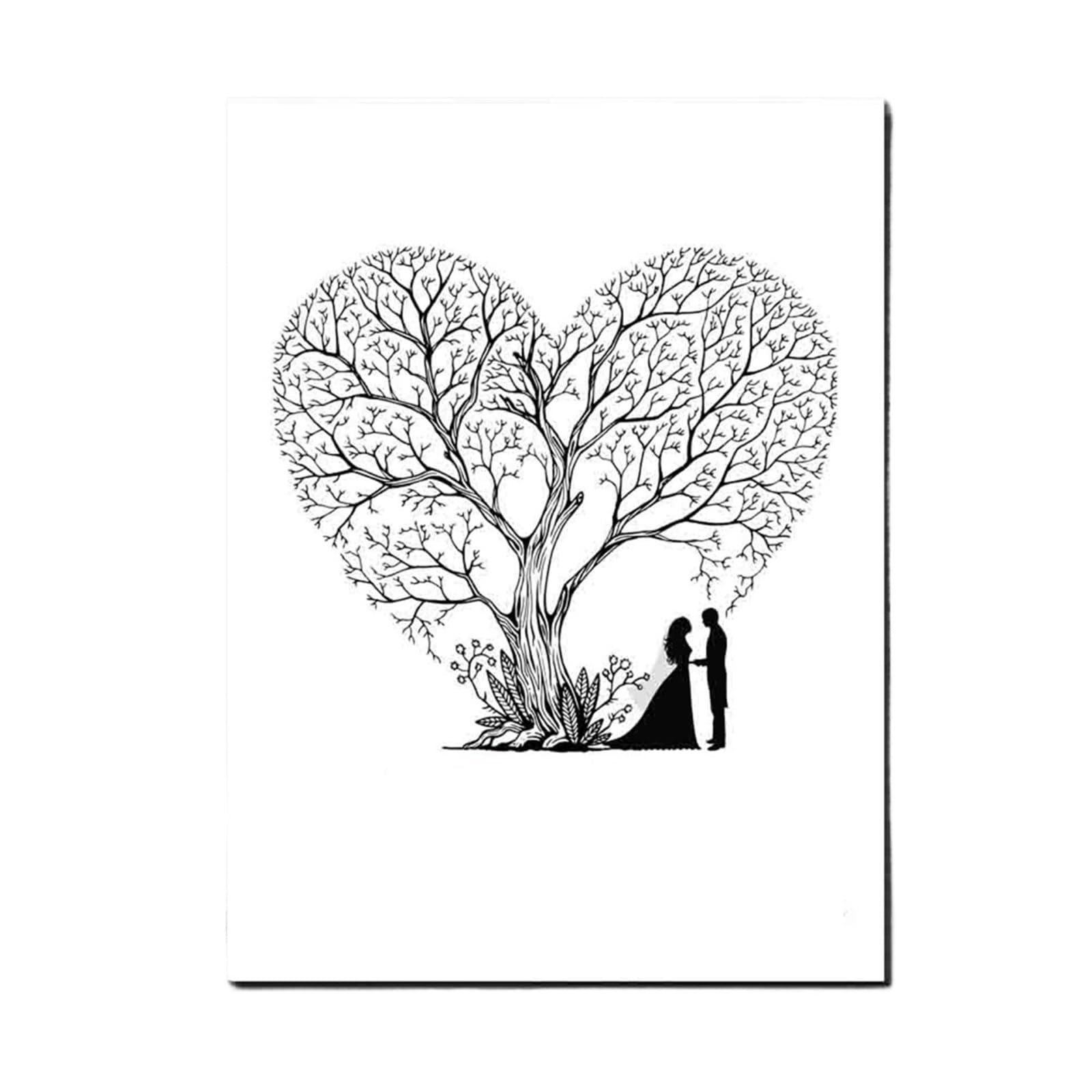 Albero per Impronte Digitali Amante dell'impronta Digitale dell'albero Fai da Te Firma for Gli Ospiti Dipinto su Tela for Eventi di Anniversario Matrimonio Decorazioni per Fai da Te(T1CP003)