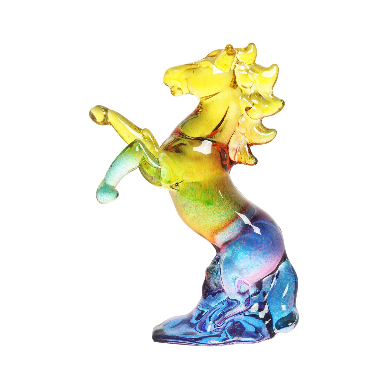 YROHGKPN Standing Crystal Horse Sculpture Collectible Figurine Feng Shui Ornament for Table Top Decor Glass Horse Statue