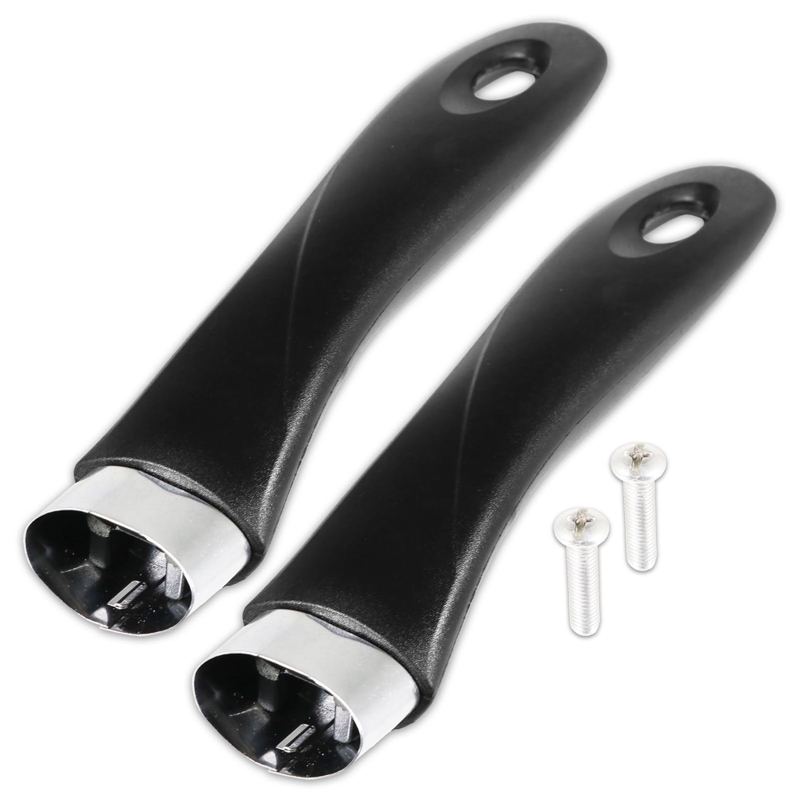 Spares2go Black Frying Pan Handle Curved Bakelite Saucepan Pot Cookware Replacements (200Mm, Pack Of 2)