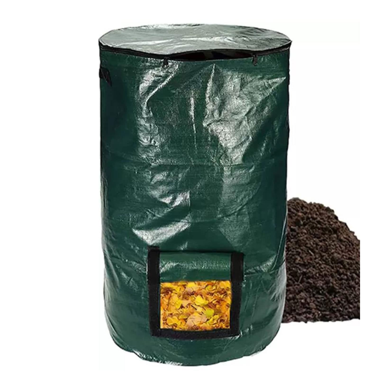 Gartenkomposter 2er-Pack 34-Gallonen-Kompostbeutel for den Garten, Kompost for den Außenbereich, wiederverwendbarer Gartenabfallbeutel mit Deckel, faltbare Laubrasenbeutel, multifunktionaler Gartenbeh