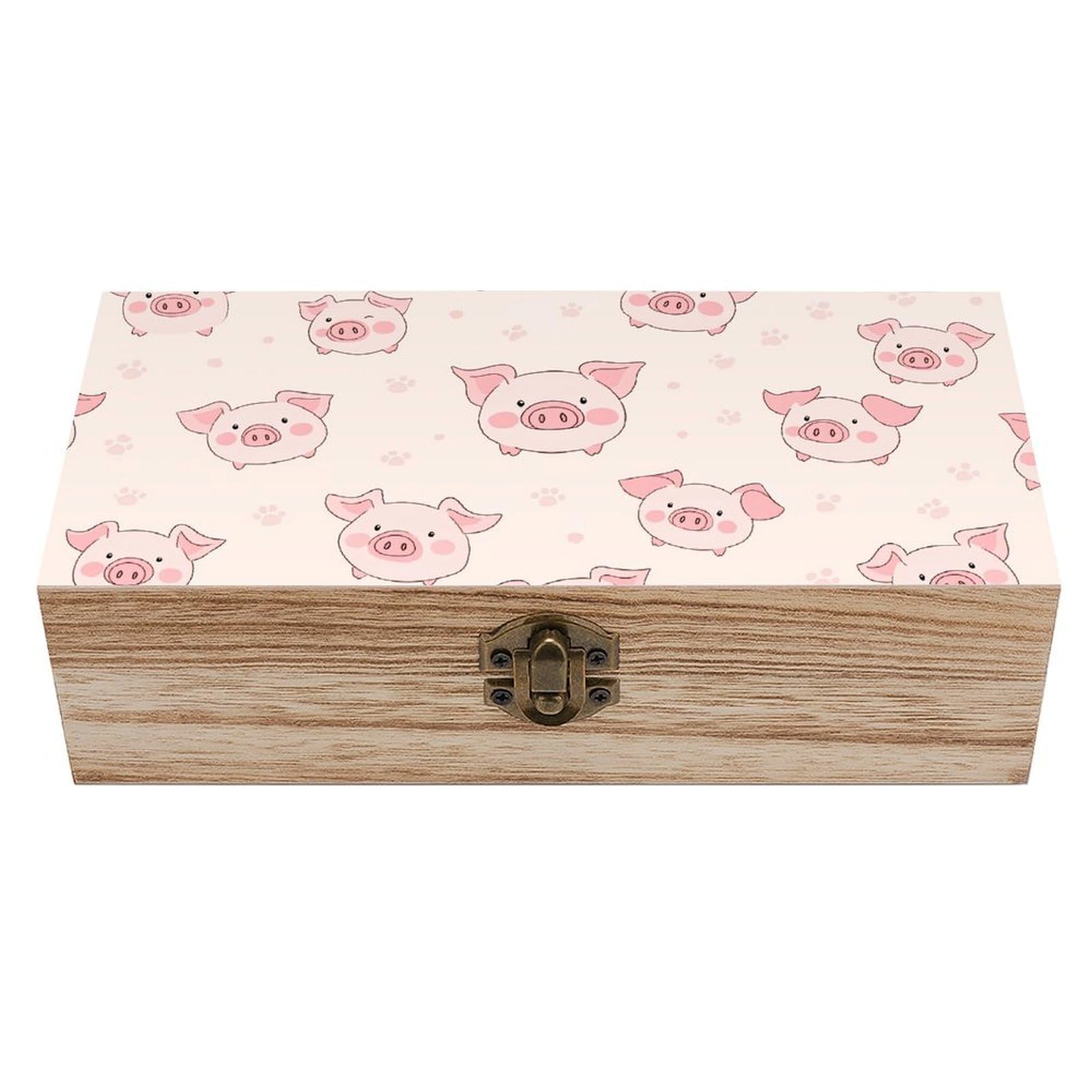 HLBSDM Jellyfish Wooden Storage Box with Hinged Lid,Vintage Gift Box Natural Wood Keepsake Decorative Rustic Jewelry Box 7.9" L*3.9" W*2.3" H
