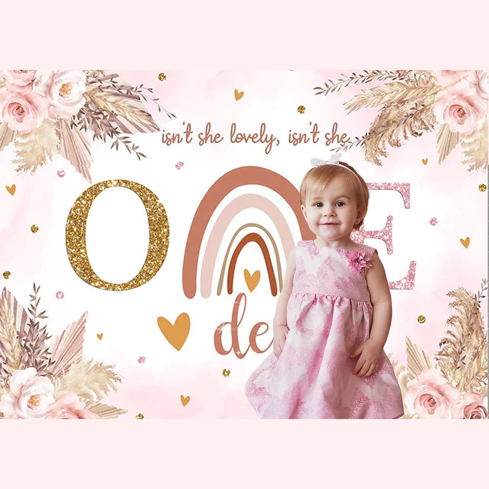 OERJU Runder Hintergrund Für Babyparty – Boho-Stil Mit Pampasgras & Blumen, Durchmesser 220 Cm