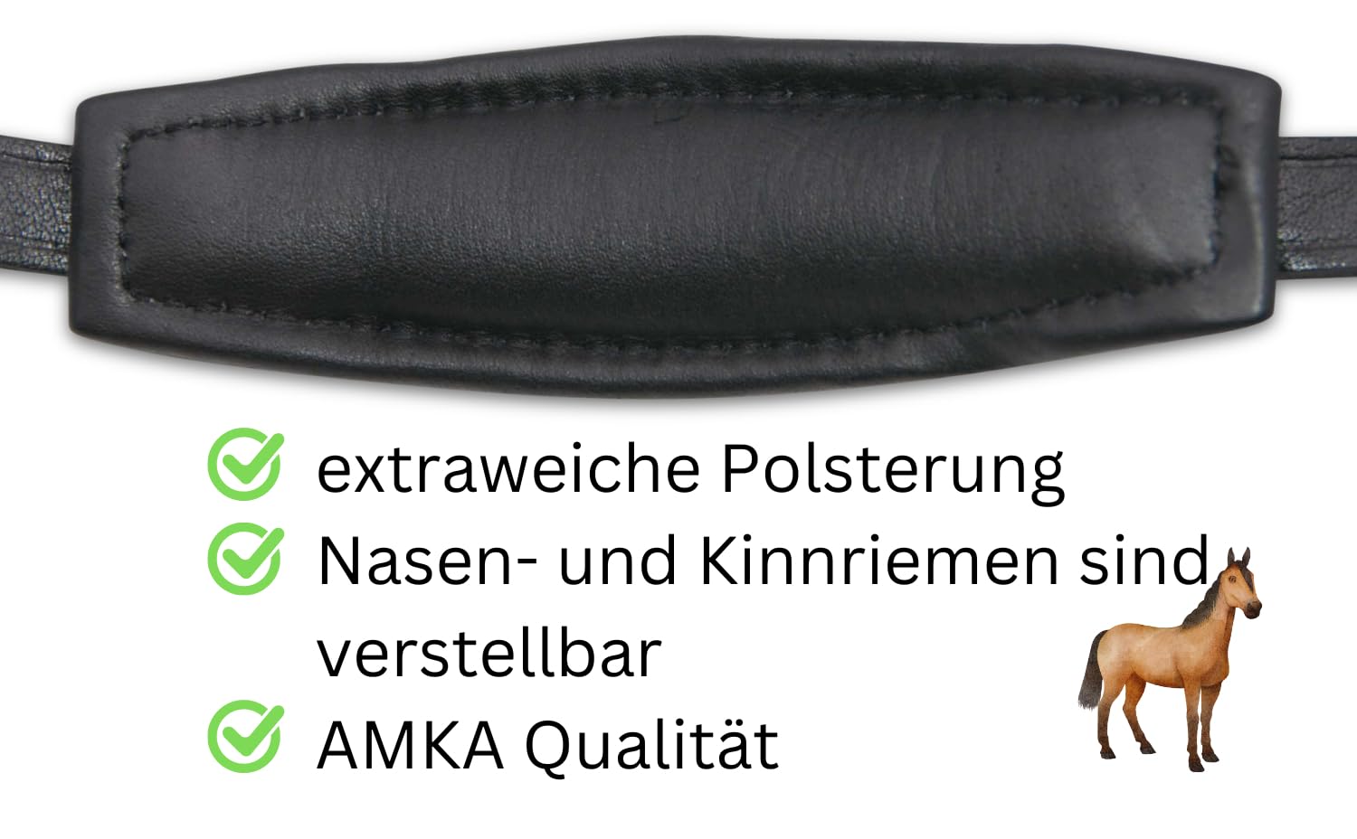 AMKA Hackamore gebisslose Zäumung mit Nasenpolster, schwarz