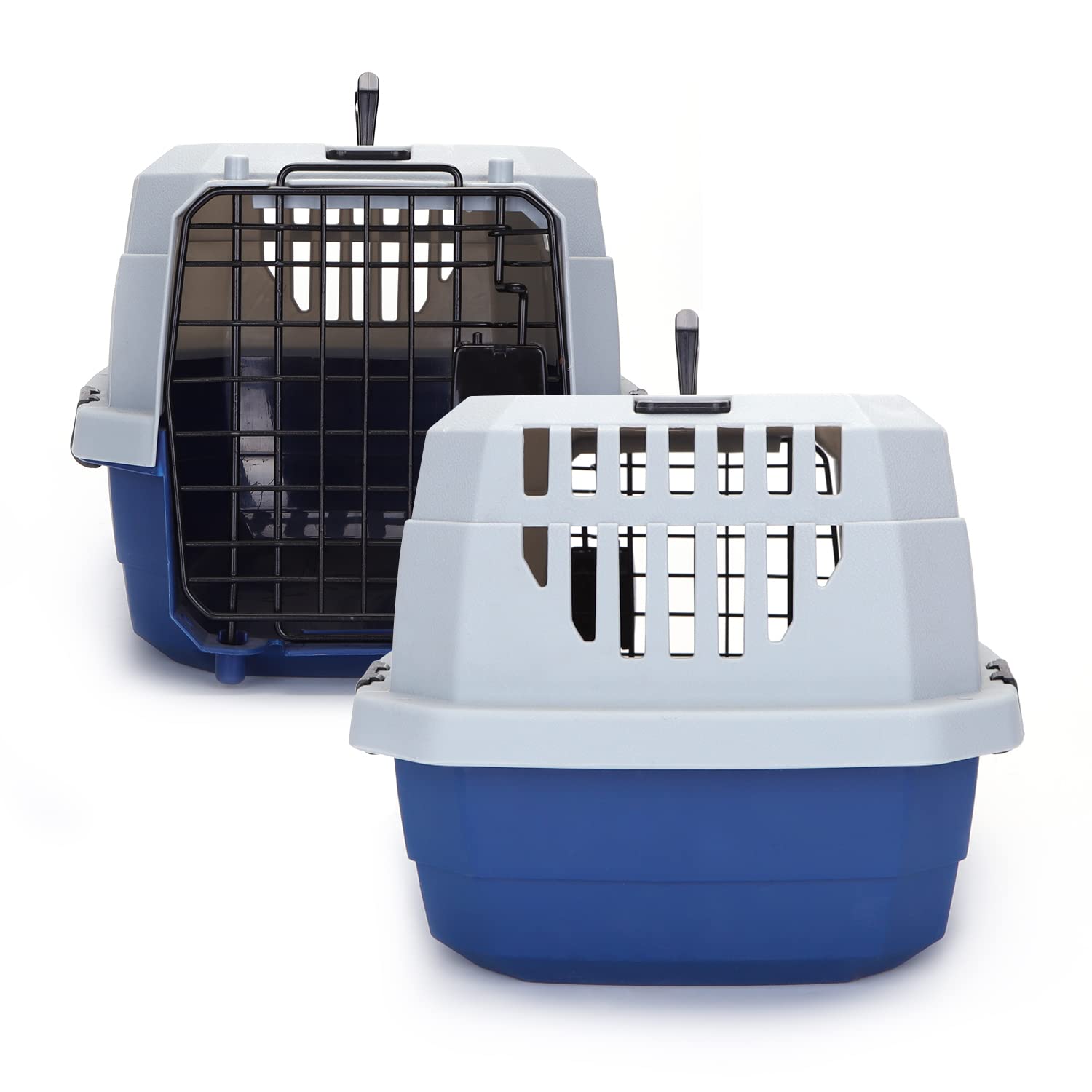 Nobleza - Transportin Gato Perro Mediano, Transportin para Gatos Perro Portátil y Transpirable, Mascotas Perros Gatos Accesorios, Transportín de Plástico, 58x38.7x33 CM, Azul & Gris