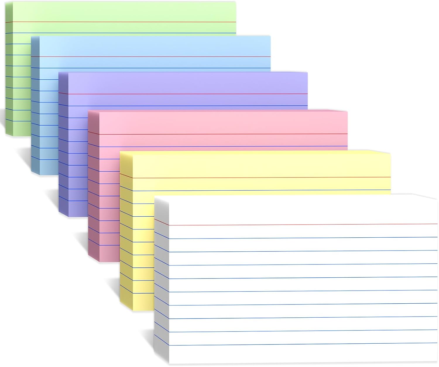 White Index Cards 4 x 6 Inch, 160 Count Lined Flash Cards with Ring for Back to School, Ruled and Blank Note Cards for Office Supply, Portable Colorful Study Flashcards for Home and School