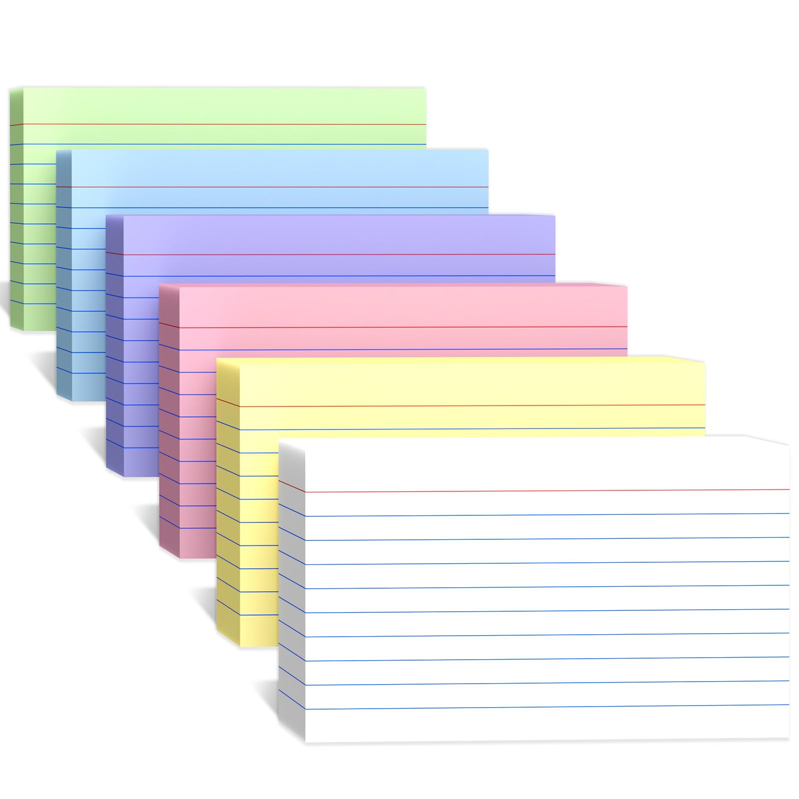 300 Count Ruled Index Cards 3 x 5 Inch, Colored Lined Note Cards, Thick Flash Cards Perfect For School and Office Supplies, Lined & Blank Index Cards Ideal for Note Taking, To-do Lists and Tests