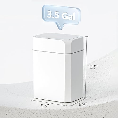 Miniatura 2 de ELPHECO Bote de basura con sensor de movimiento con tapa de 3.5 galones, automático pequeño, delgado, impermeable, cubo de basura inteligente para