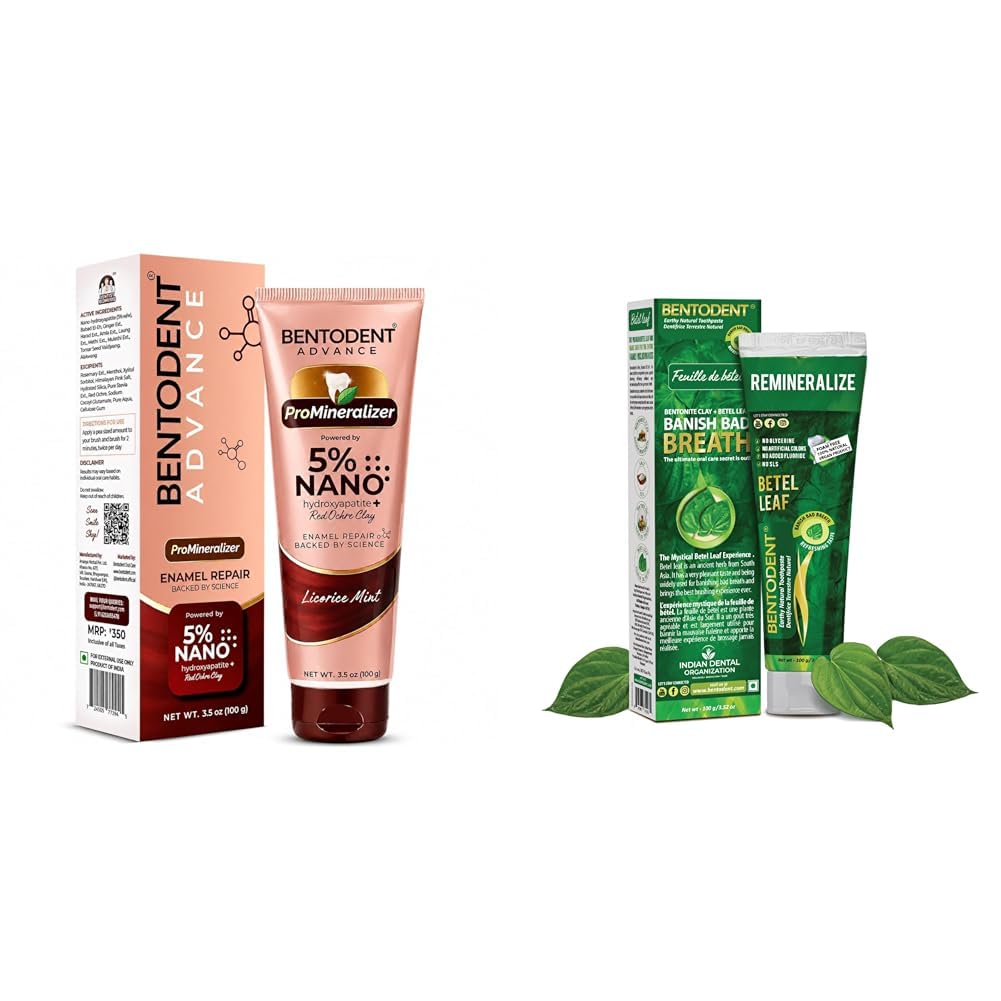 Bentodent Advanced Toothpaste Promineraliser with 5% Nano Hydroxyapatite, Enamel Repair & Sensitiv | BENTODENT TOOTHPASTE Natural Oral Care Toothpastes for Entire Family Incl Kids (Betel Leaf)-image-33