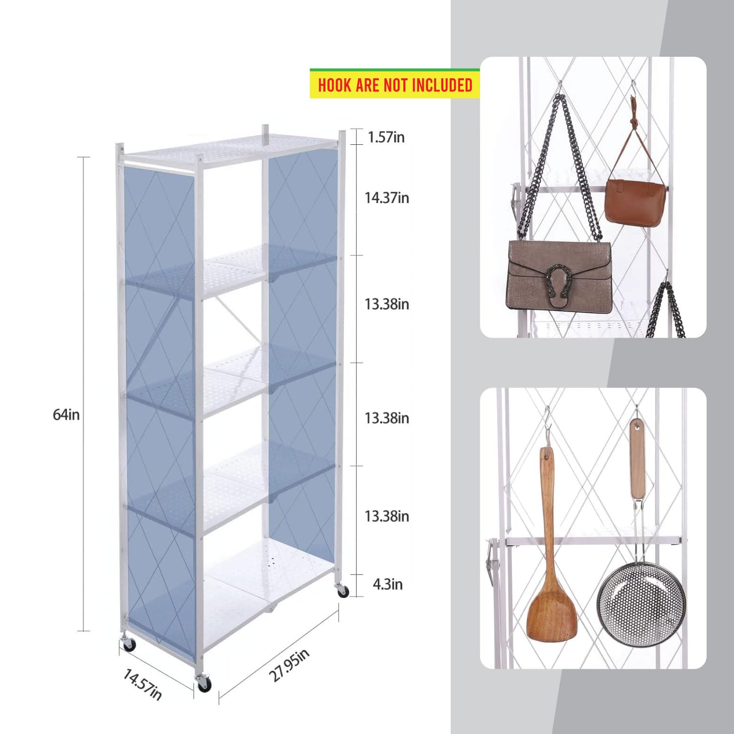 Amazon.com: Letusto Foldable Collapsible Shelf with Wheels