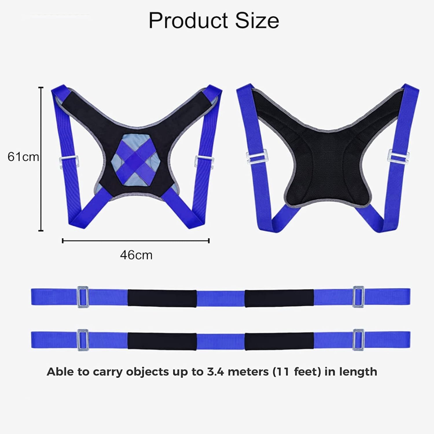 Kit di tracolla per 2 persone con gilet in spugna, cinghia di sollevamento multifunzione per mobili e attrezzature, trasporto di mobili, blu