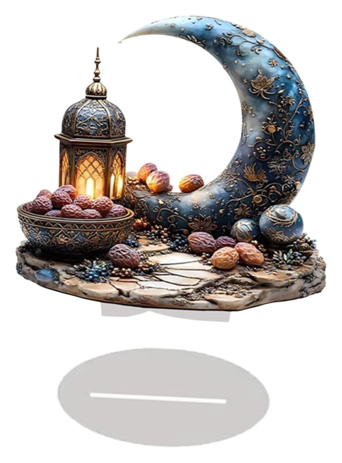 Ptrecniok Ramadan Decorations For Home Table， Eid Mubarak Acrylic Ornament Flat Decoration for Home And Office(Black)
