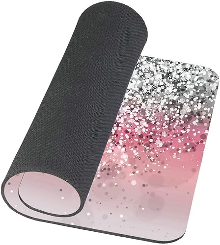 Miniatura 4 de Alfombrilla de mouse de goma antideslizante rectangular personalizada con fondo de purpurina rosa, alfombrilla de mouse para juegos de 9.5 x 7.9