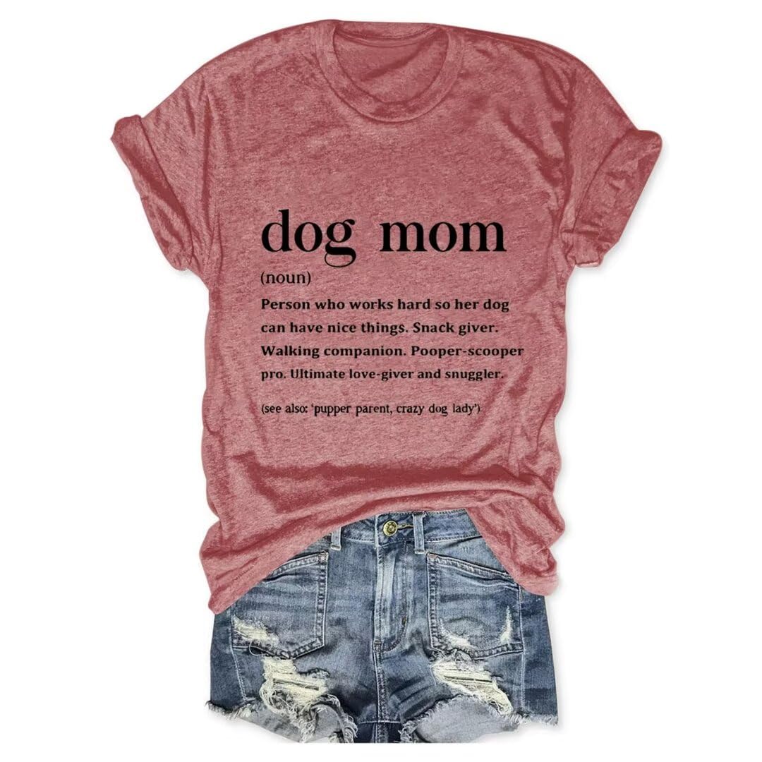 UFDOUM Dog Mom Noun Shirts Women Funny Graphic Tees Summer Casual Short Sleeve Tshirts Tops Dog Mama Dog Lovers T Shirt Gift
