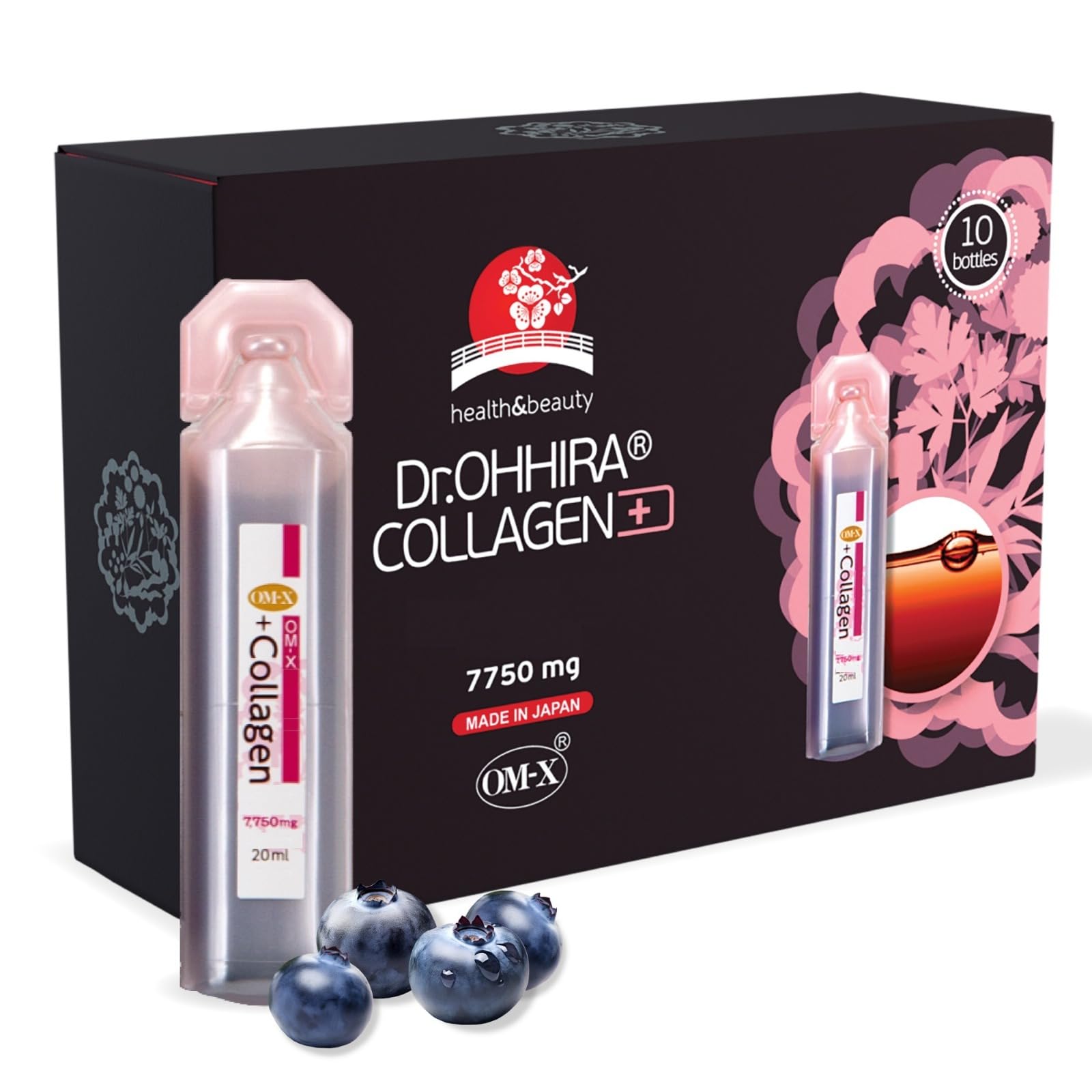 Collagen+|Marine Liquid Collagen Supplements for Men & Women|7750mg Hydrolyzed Peptides Types I, II, III, Vitamin C,OM-X & Hyaluronic Acid (200ml(Pack of 1))
