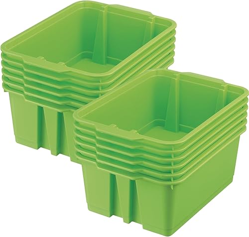 Really Good Stuff -160074GRN - Contenedores apilables de plástico para libros y organizadores para uso en el aula o en el hogar, cestas de plástico