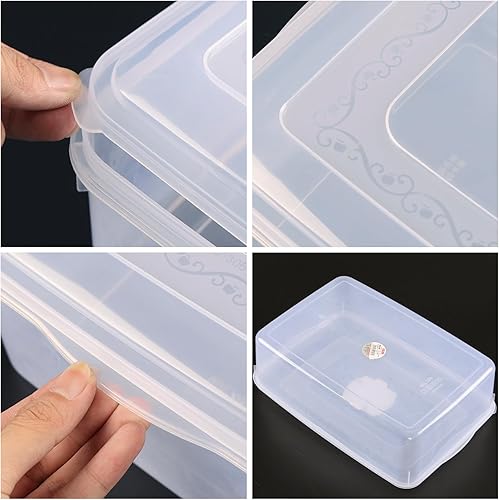 Miniatura 5 de Paquete de 2 cajas de almacenamiento transparentes para congelar, contenedores de plástico con tapa, caja de contenedor con cierre de 11 cuartos de