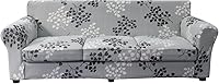 Vista 13 de KRFOONN Fundas elásticas de sofá de 4 piezas para sofás de 3 cojines, funda de sofá estampada con 3 fundas de cojín de asiento separadas, fundas