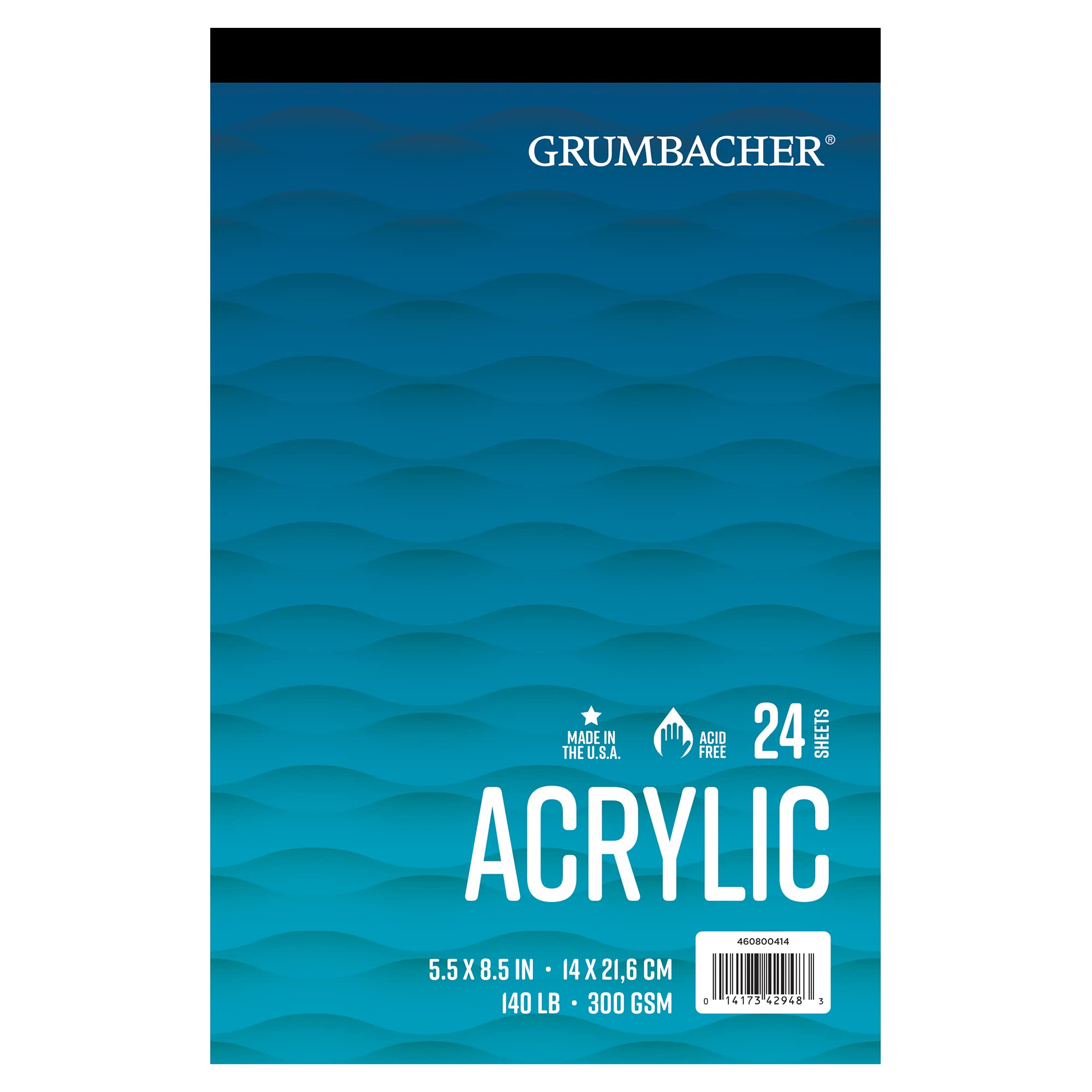 Grumbacher Akrylowa podkładka papierowa w wiązaniu taśmą, 14 cm x 21,5 cm, 63,5 kg / 300 g/m2, wiązana na taśmę, 15 białych arkuszy/podkładka, 1 każda
