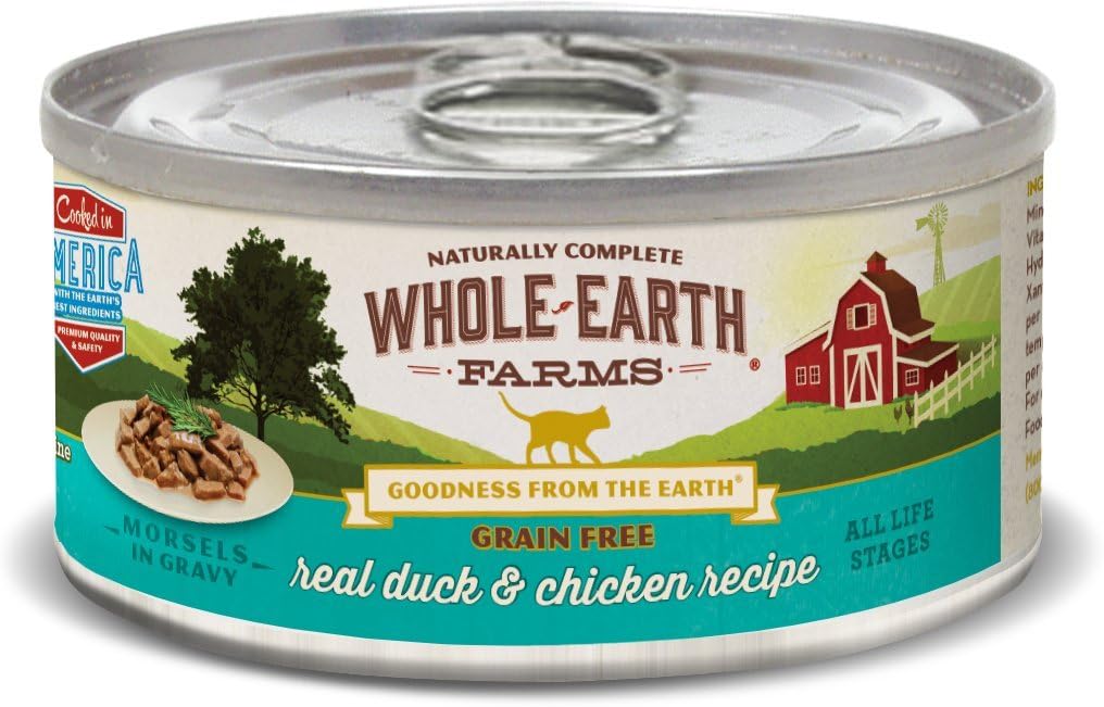 Whole Earth Farms Grain Free Real Morsels In Gravy Duck & Chicken Wet Cat Food, 5 Oz, Case Of 24