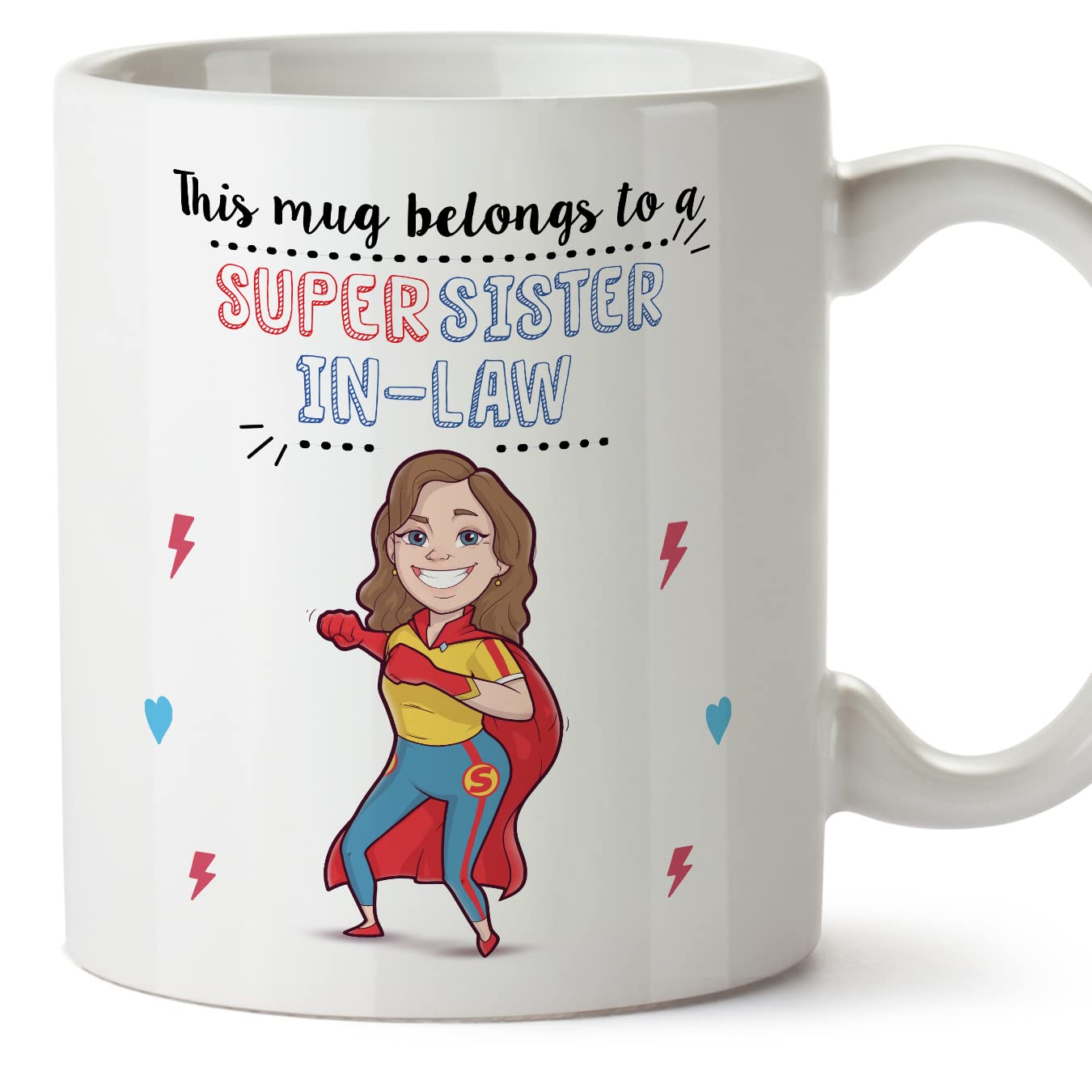 MUGFFINS Sister in Law Mug - in English - Super Family - Funny Gift - Ceramic 11oz Mug