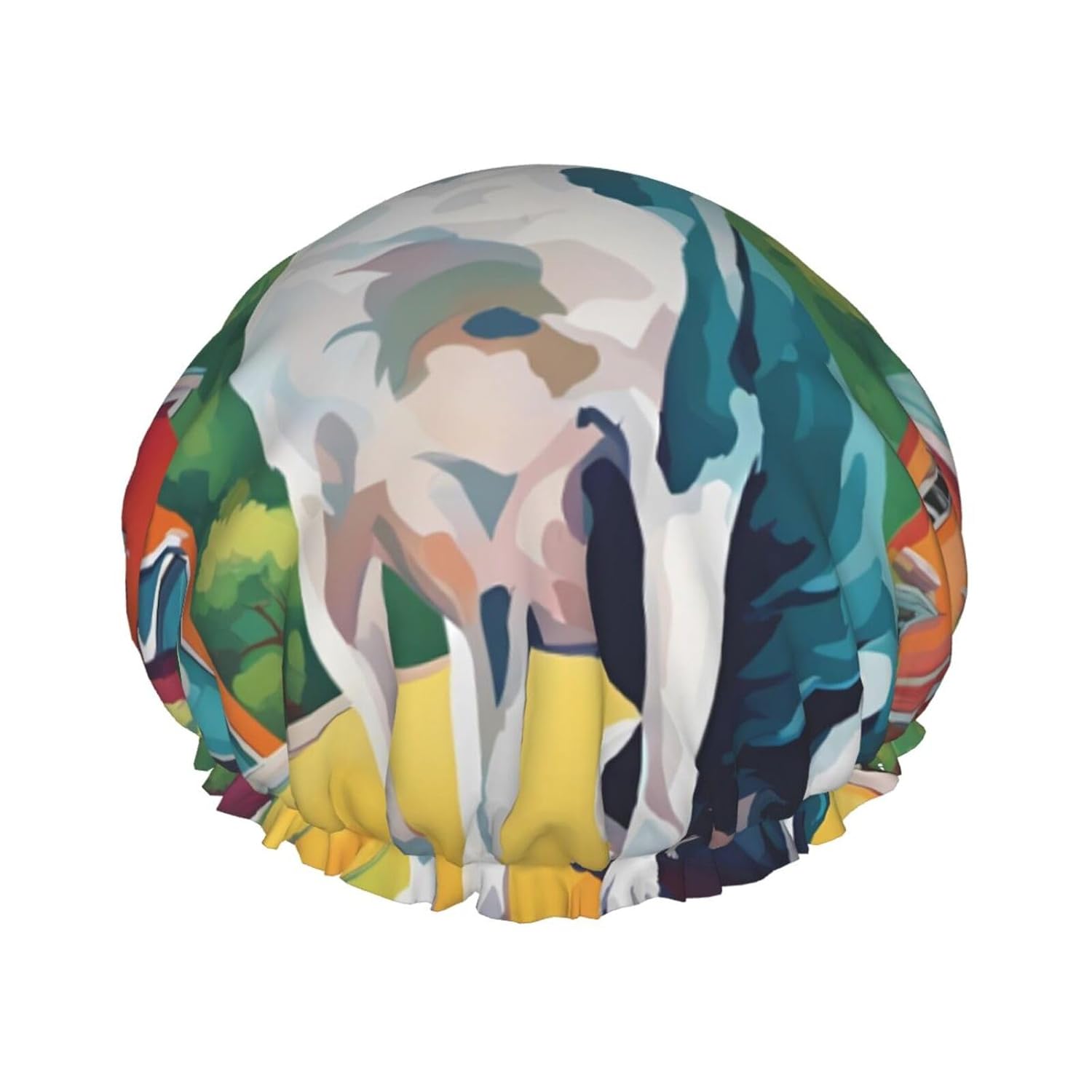 A Home Dog Reusable Double Layer Waterproof Shower Cap With Elastic Cord For Home Cleaning Facial Care Shower