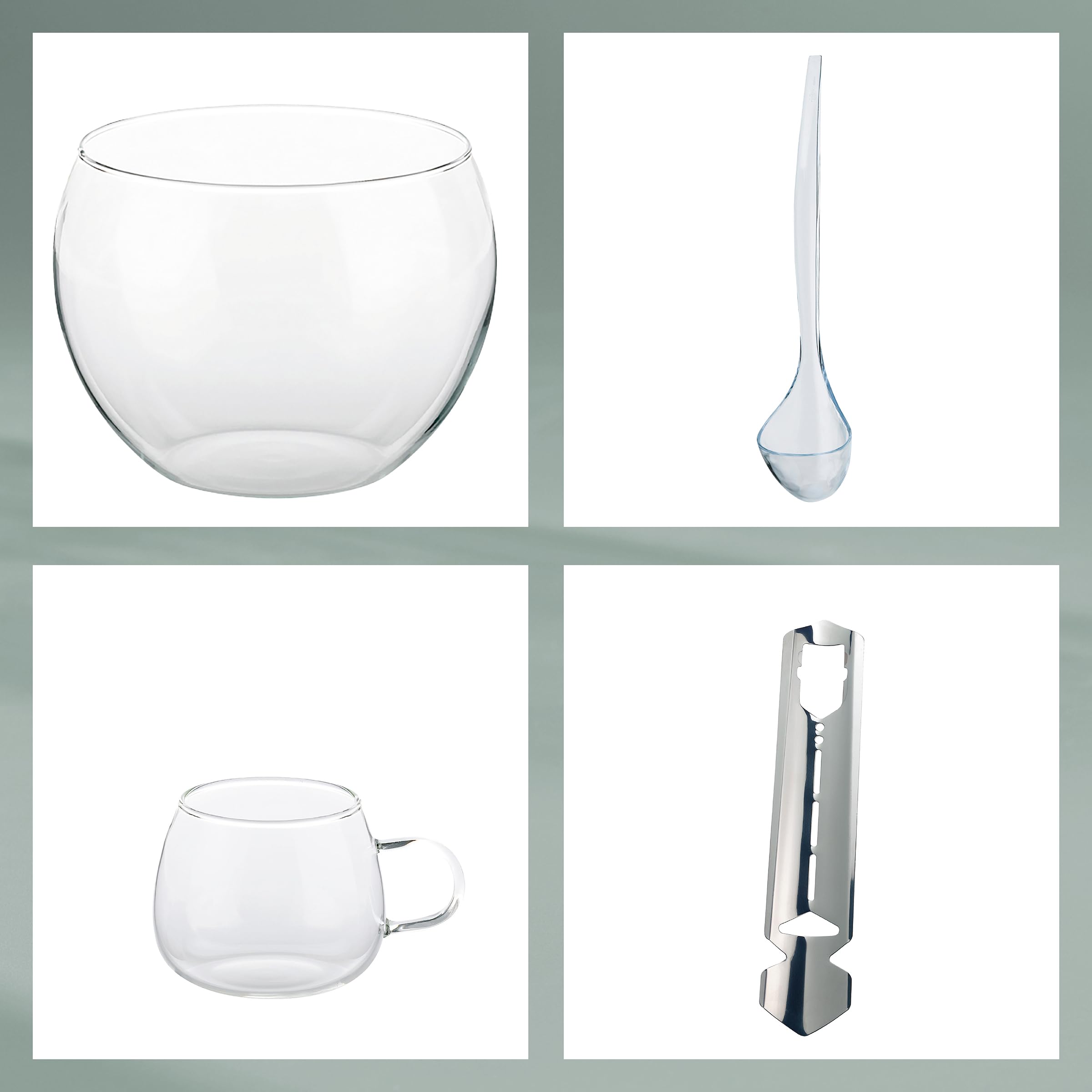 kela Set per punch al fuoco11 pezzi JUNTOS, set per punch con ciotola in vetro da 3,5 l, 6 bicchieri, pinza per lo zucchero, mestolo, adatto anche per punch estivo e vin brulé