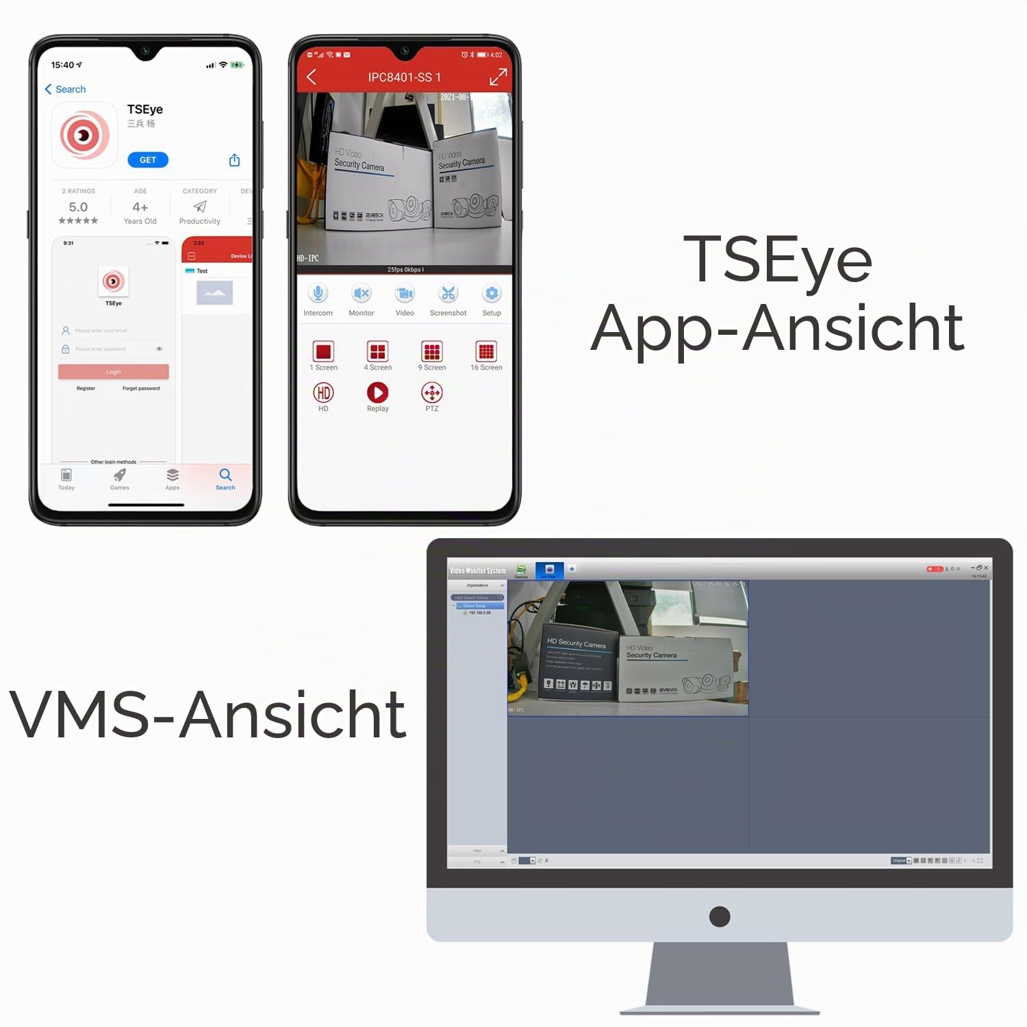 5MP Mini POE IP Kamera, Outdoor IP65 Wasserdicht, Ultra HD 2880 x 1620, IR Nachtsicht, 3.6mm Objektiv 75°FOV, Bewegungserkennung, APP/NVR/PC Connect (I704-3-P-TS Metall)