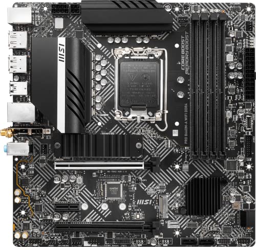 Image of MSI PRO B660M-A WiFi DDR4 Motherboard (mATX, 12th Gen Intel Core, LGA 1700 Socket, DDR4, PCIe 4, 2.5G LAN, M.2 Slots, Wi-Fi 6)