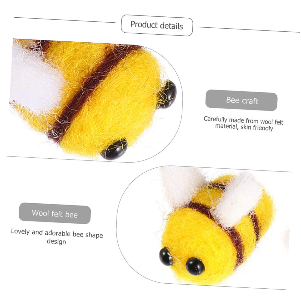EXCEART 5 Set Lana Sensazione di Ciondolo Dell'ape Adulti Calabrone Fabbricazione Api Hair Charms Lovable Ape di Peluche Piccolo Mestiere di Ape Feltro di Lana Yellow 30 Pezzi*5