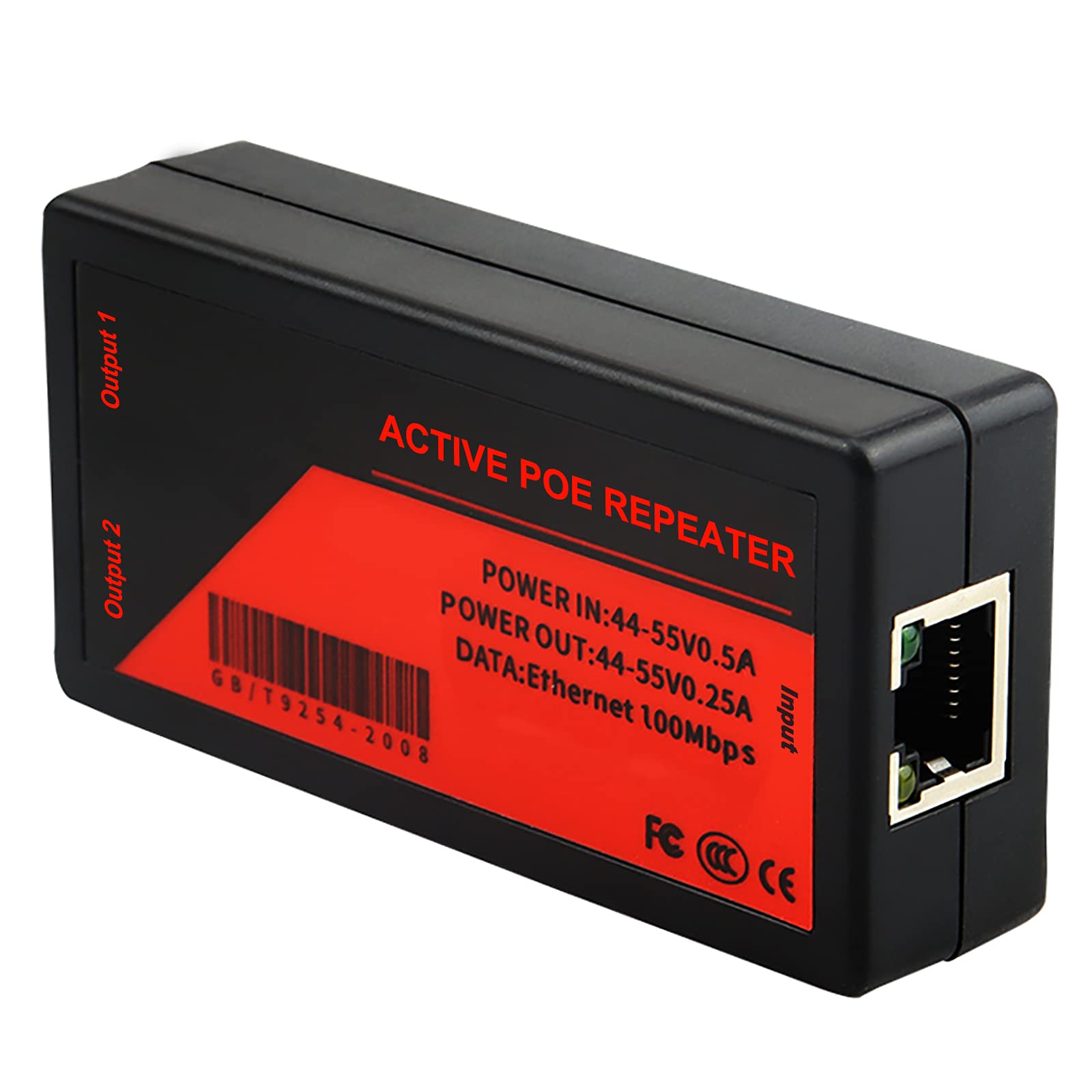 eoere POE Extender 2 Port PoE Powered PoE-Sourcing Ethernet Switch Repeater 100 Meters(328 ft) Extender 1 in 2 Out, 100Mbps for Security POE Camera Over Cat5/Cat5e/Cat6/Cat6e, UTP Cables