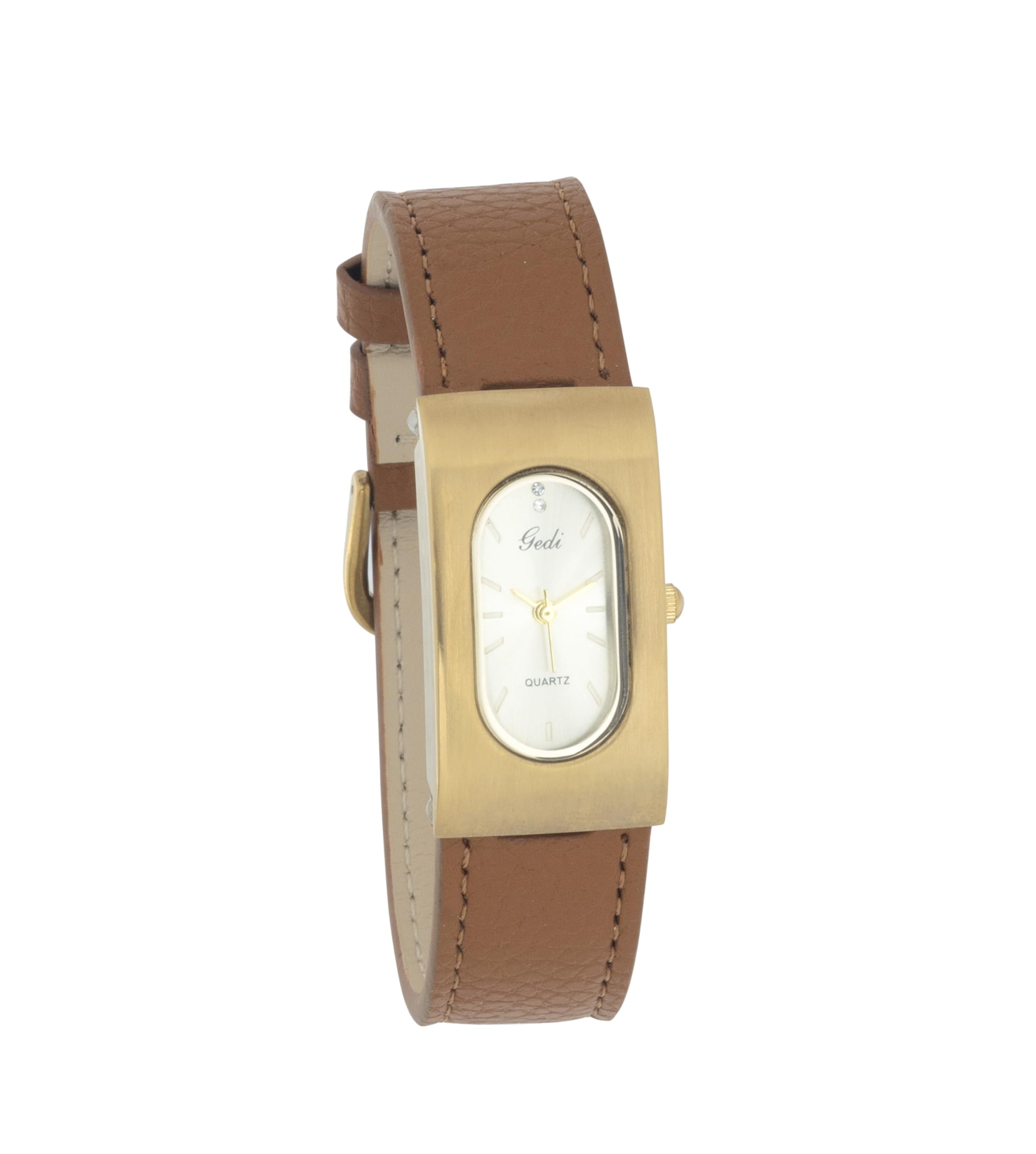 Gedi Womens Quartz Analog Wrist Watch with Leather Strap & Stylish Oval Shaped Dial for Ladies & Girls Latest Trending Fashion
