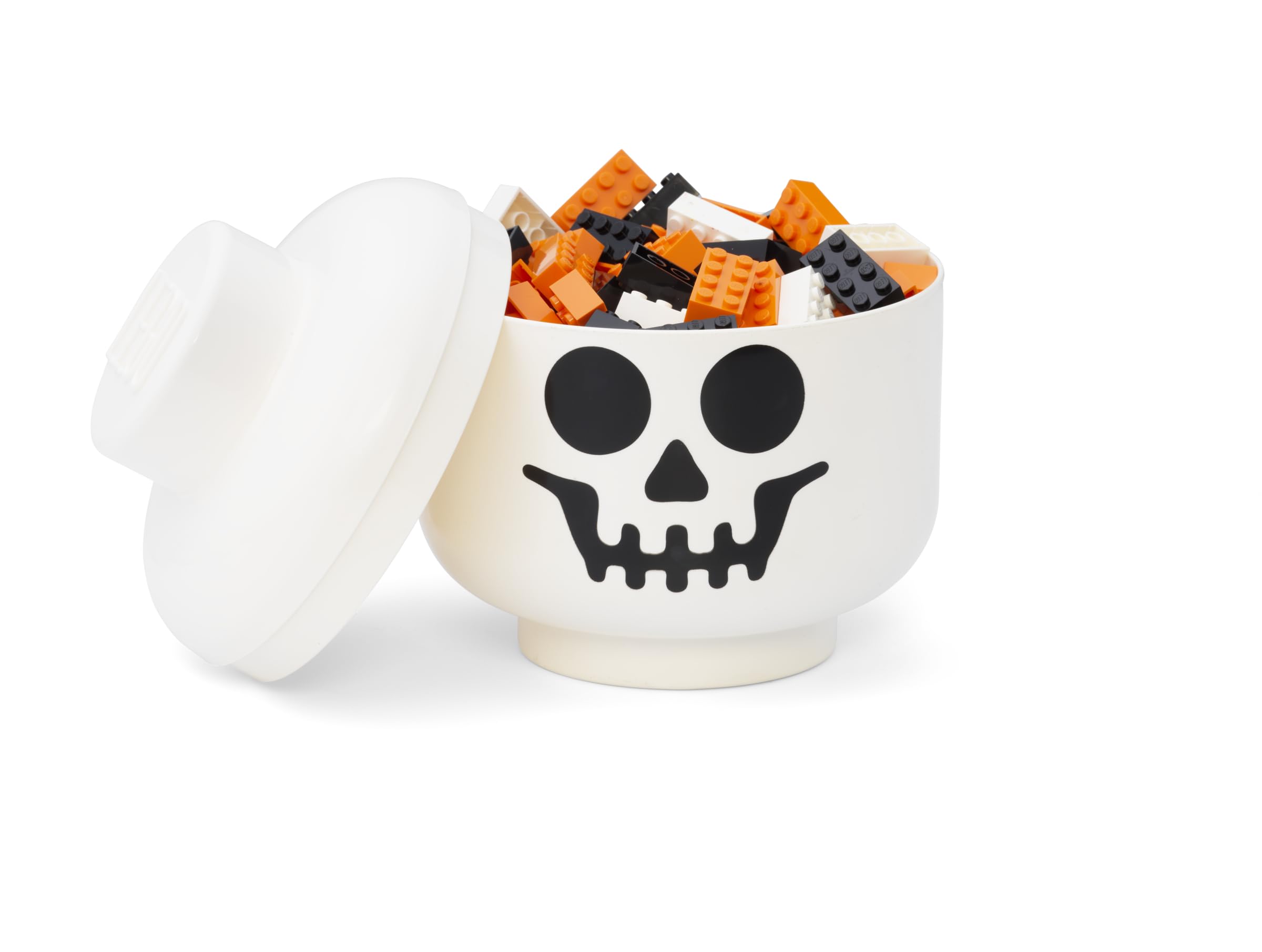 ROOM COPENHAGEN, LEGO Storage Heads Stackable Storage Container - Buildable Organizational Bins for Kid’s Toys and Accessories - 6.30 x 6.30 x 7.28in - Small, Skeleton, Holds 250 Bricks