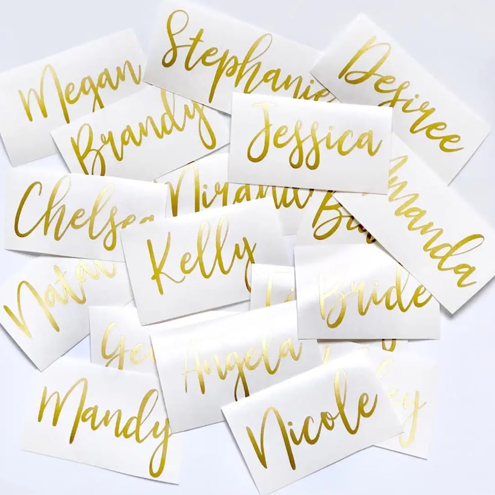 2 Pcs Personalized Name Stickers Vinyl Decal for Water Bottle Or Glass, Custom Bride Groom Bridesmaid Names Stickers, Calligraphy Labels, Wedding Stickers, Gift Box Name Decal(10 cm)