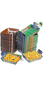 JOYIN 48 Pcs Football Paper Plates, Disposable Football Field Design Snack Chips Nachos Trays, Fo...
