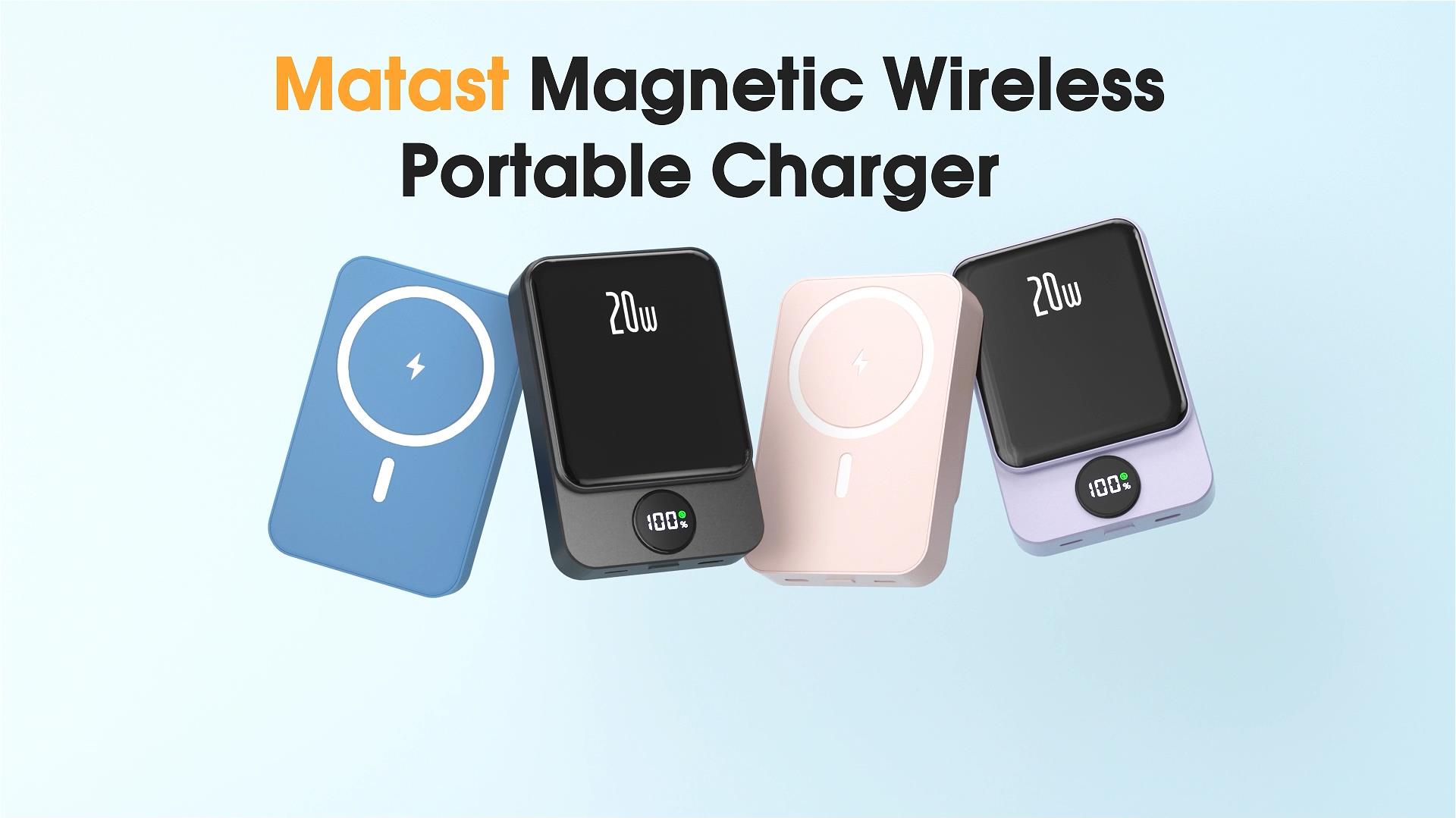 Gxorul Magnetic Portable Charger, 10000mAh Wireless Power Bank With 20W USB-C Fa