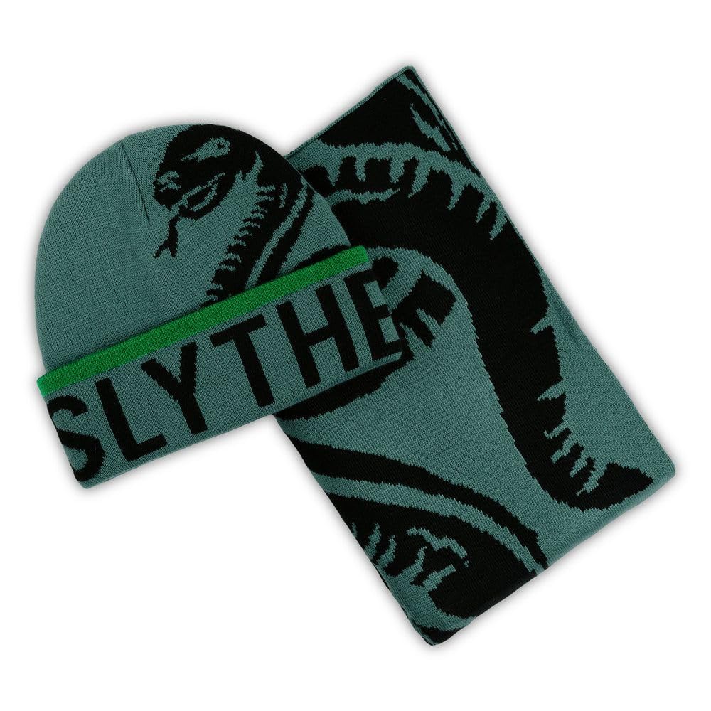 Bioworld Women's Green Harry Potter Slytherin Premium Adults Beanie & Jacquard Scarf Set